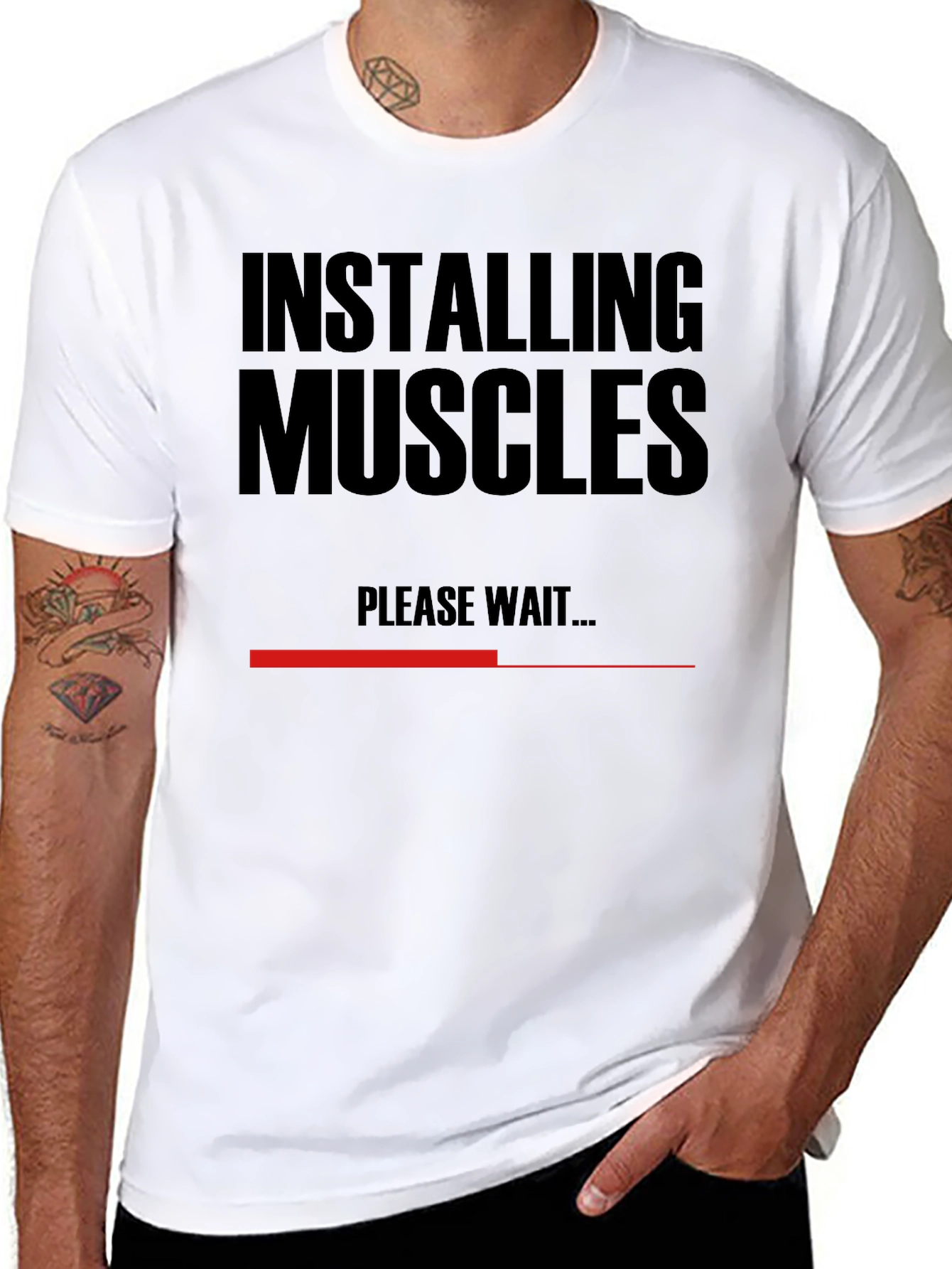 Installing Muscles T-Shirt - Funny Gym Workout Tee