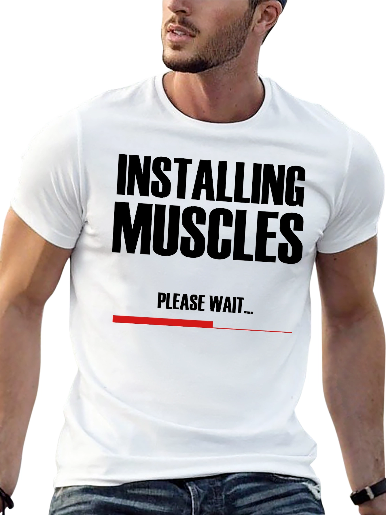 Installing Muscles T-Shirt - Funny Gym Workout Tee