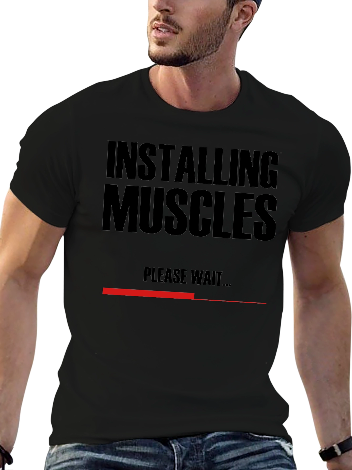 Installing Muscles T-Shirt - Funny Gym Workout Tee