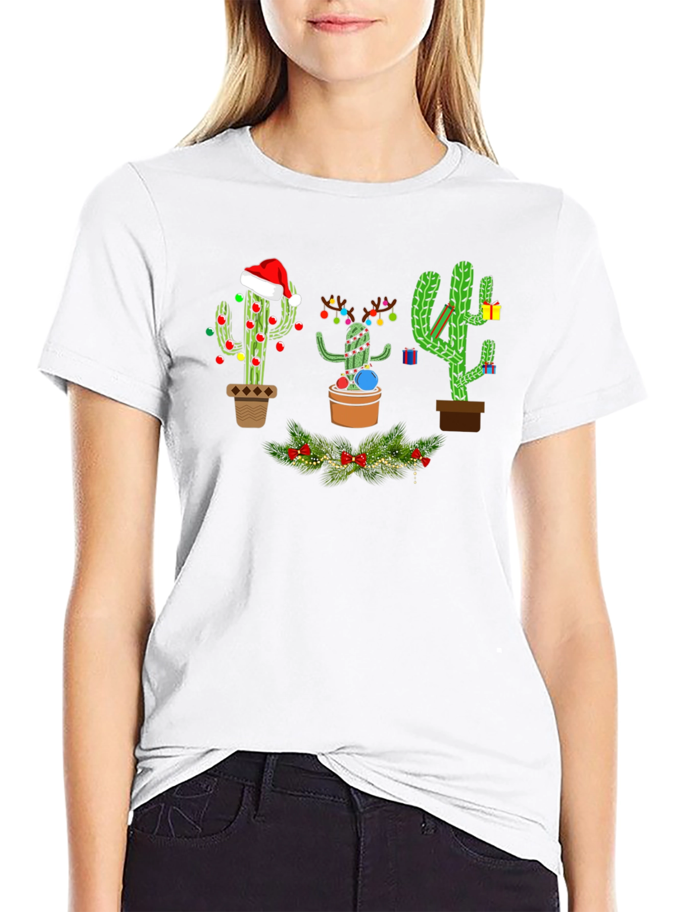 Festive Cactus Holiday T-Shirt
