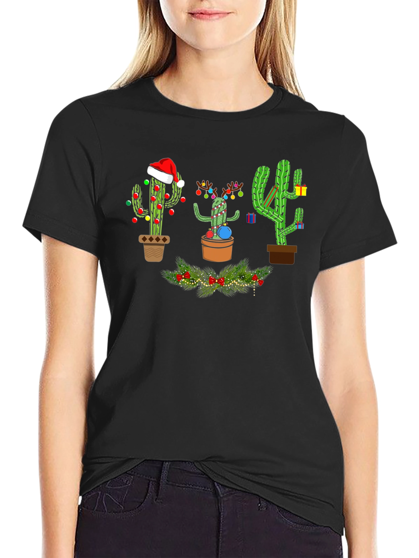 Festive Cactus Holiday T-Shirt