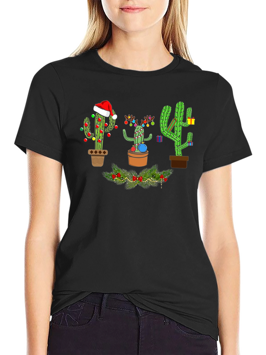 Festive Cactus Holiday T-Shirt