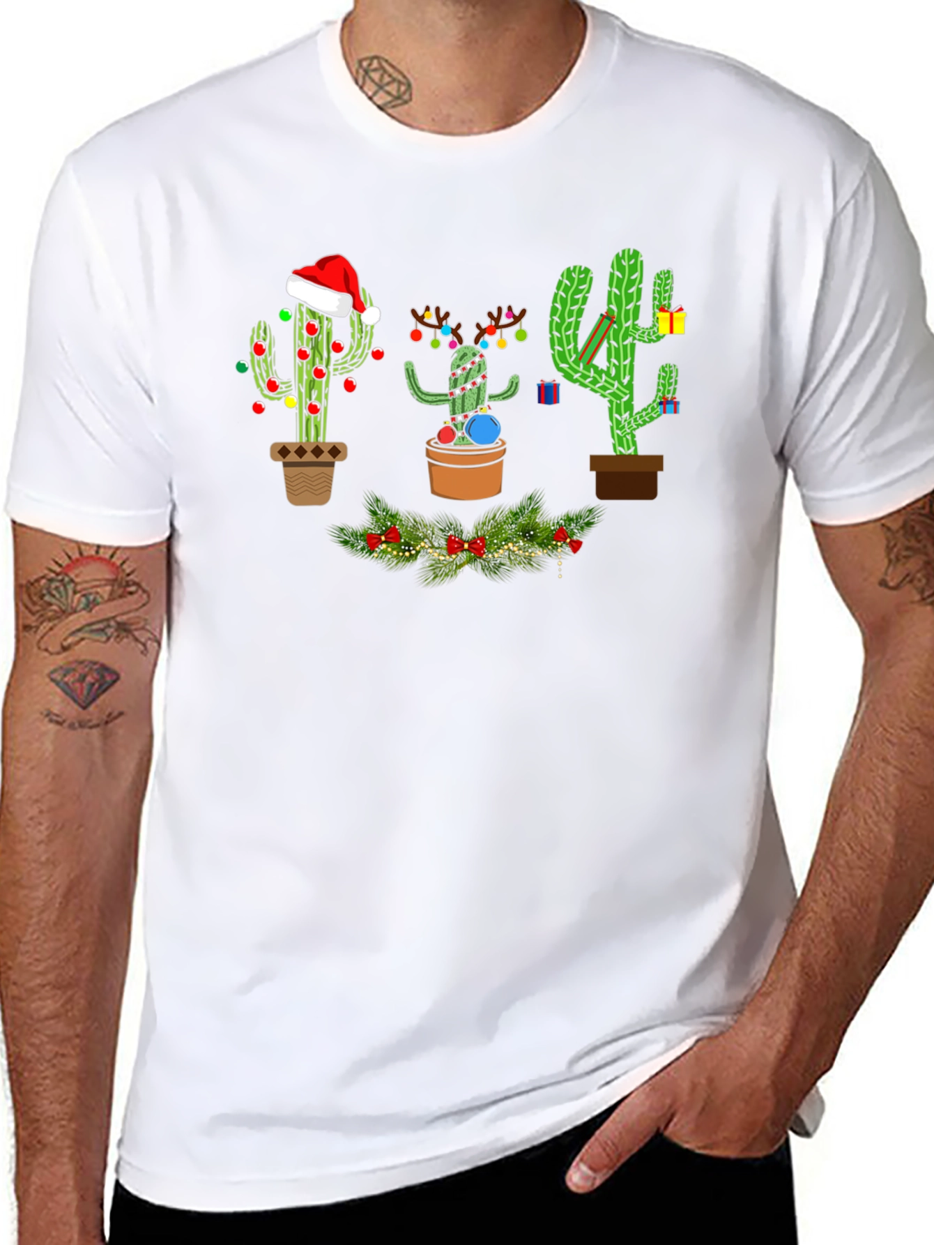 Festive Cactus Holiday T-Shirt
