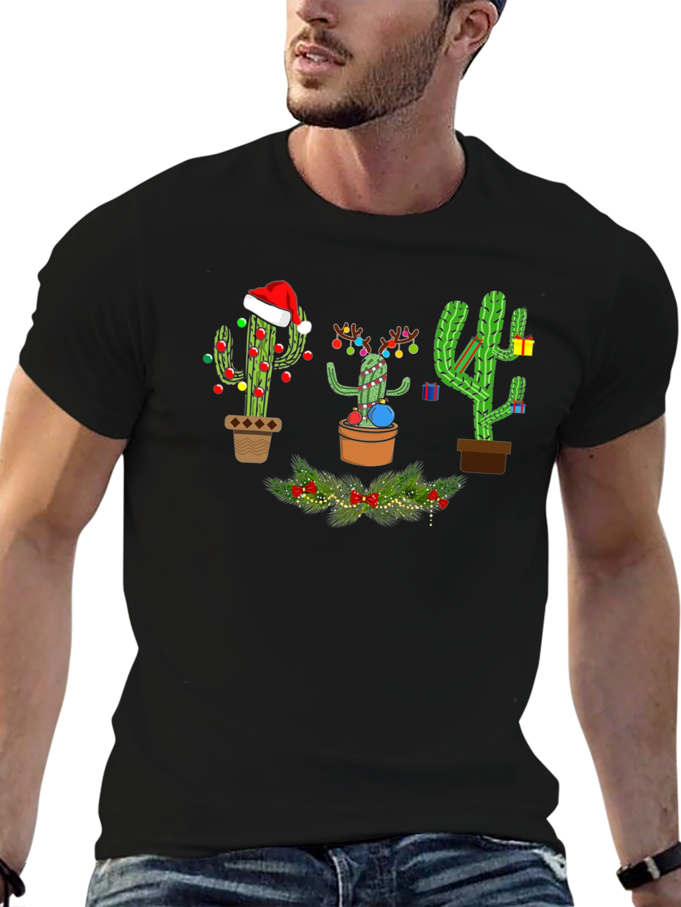 Festive Cactus Holiday T-Shirt