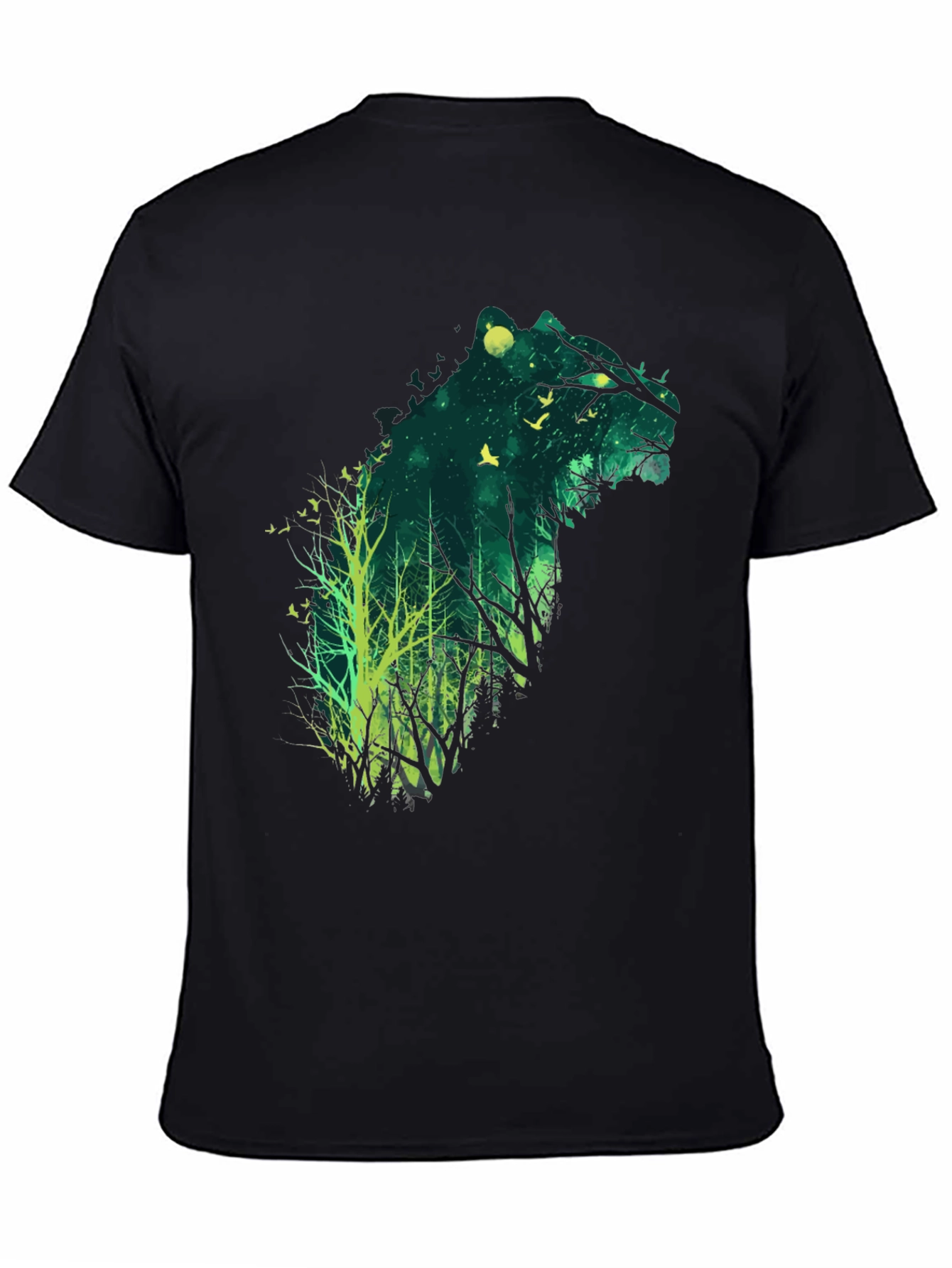 Nature Bear Graphic Tee - Mens Black Cotton T-Shirt