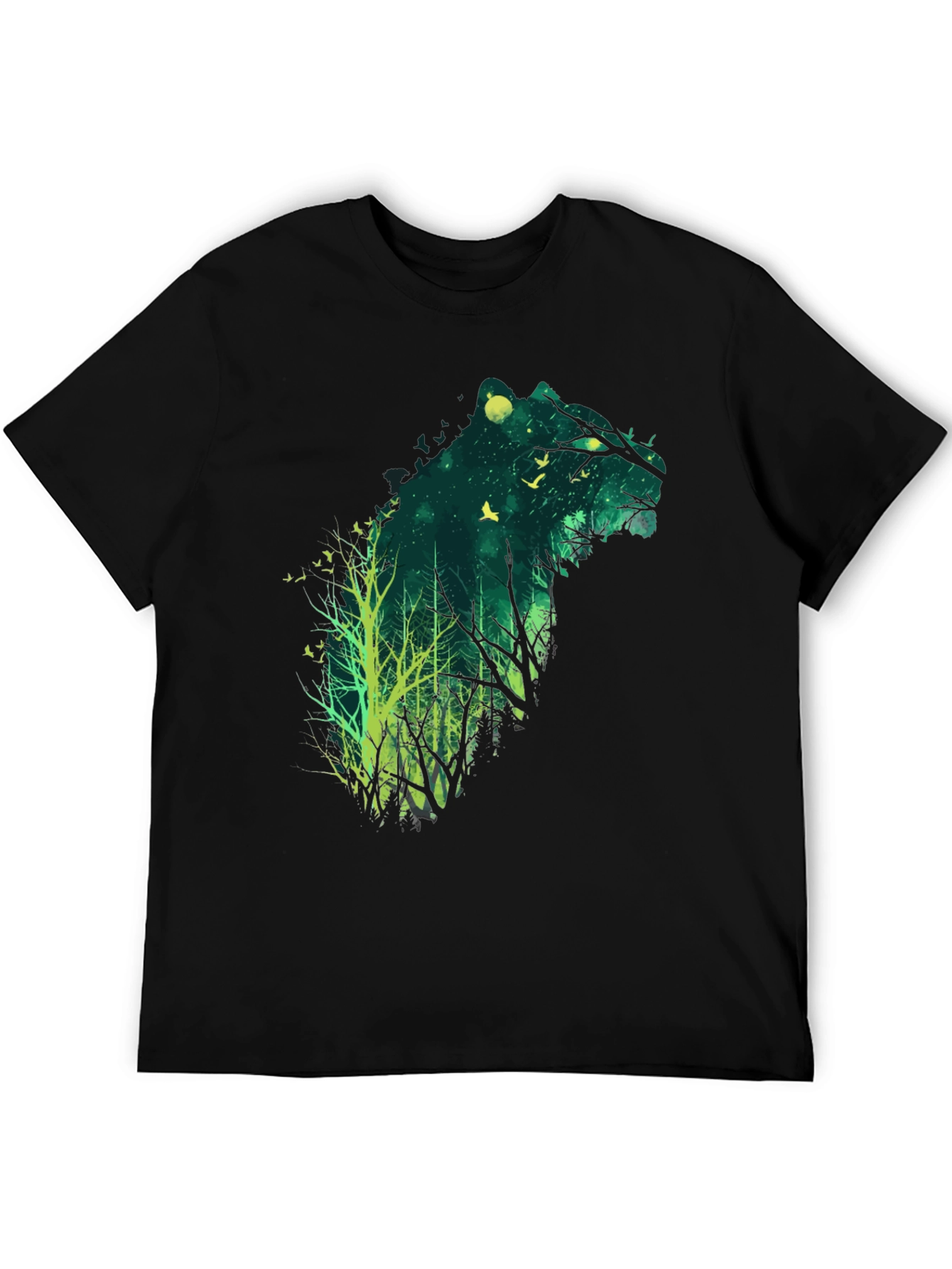 Nature Bear Graphic Tee - Mens Black Cotton T-Shirt