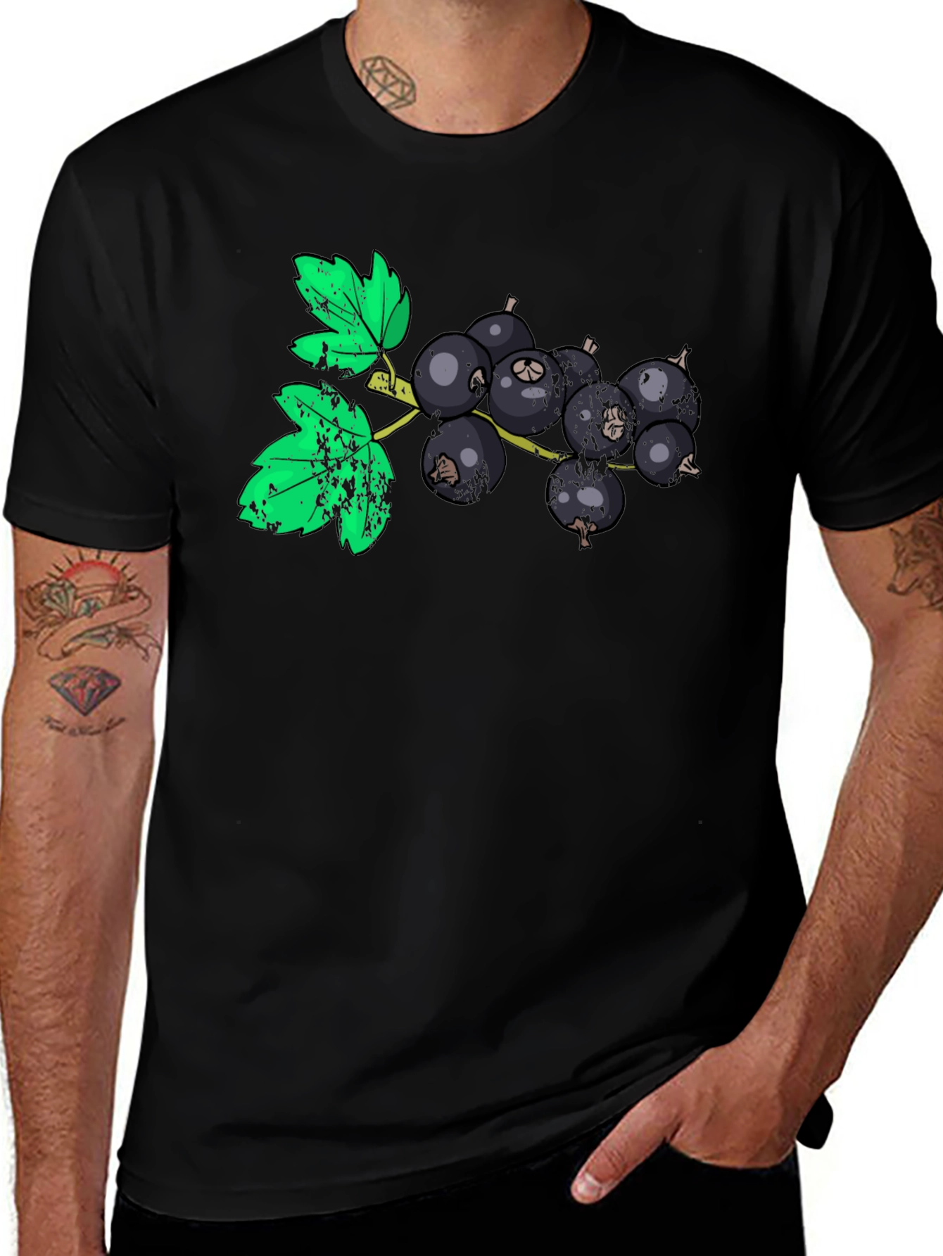 Black Currant Graphic Tee - Unique Fruit Print