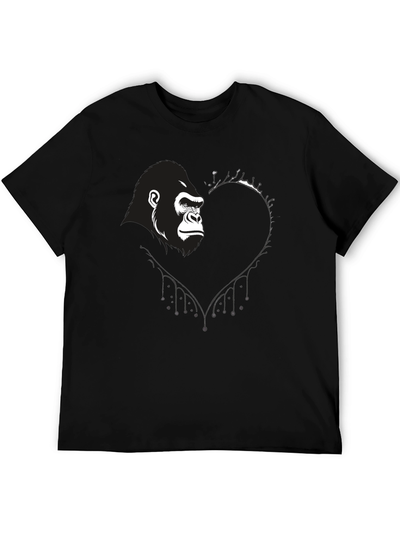 Gorilla Heart Graphic T-Shirt - Black