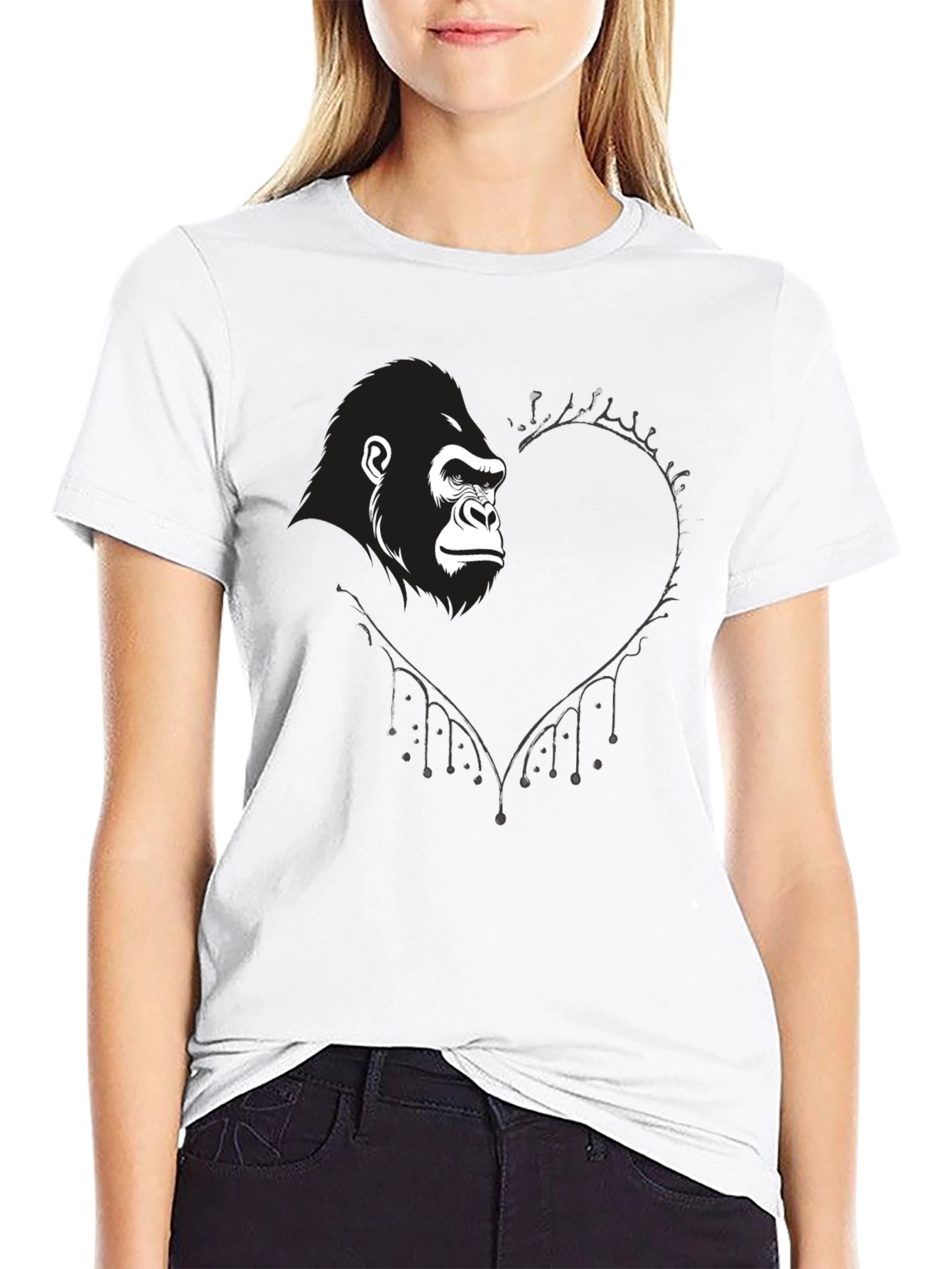 Gorilla Heart Graphic T-Shirt - Black
