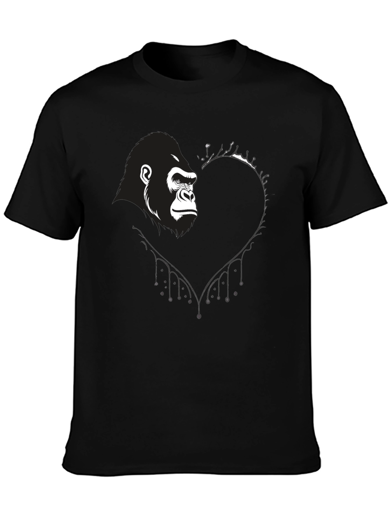 Gorilla Heart Graphic T-Shirt - Black