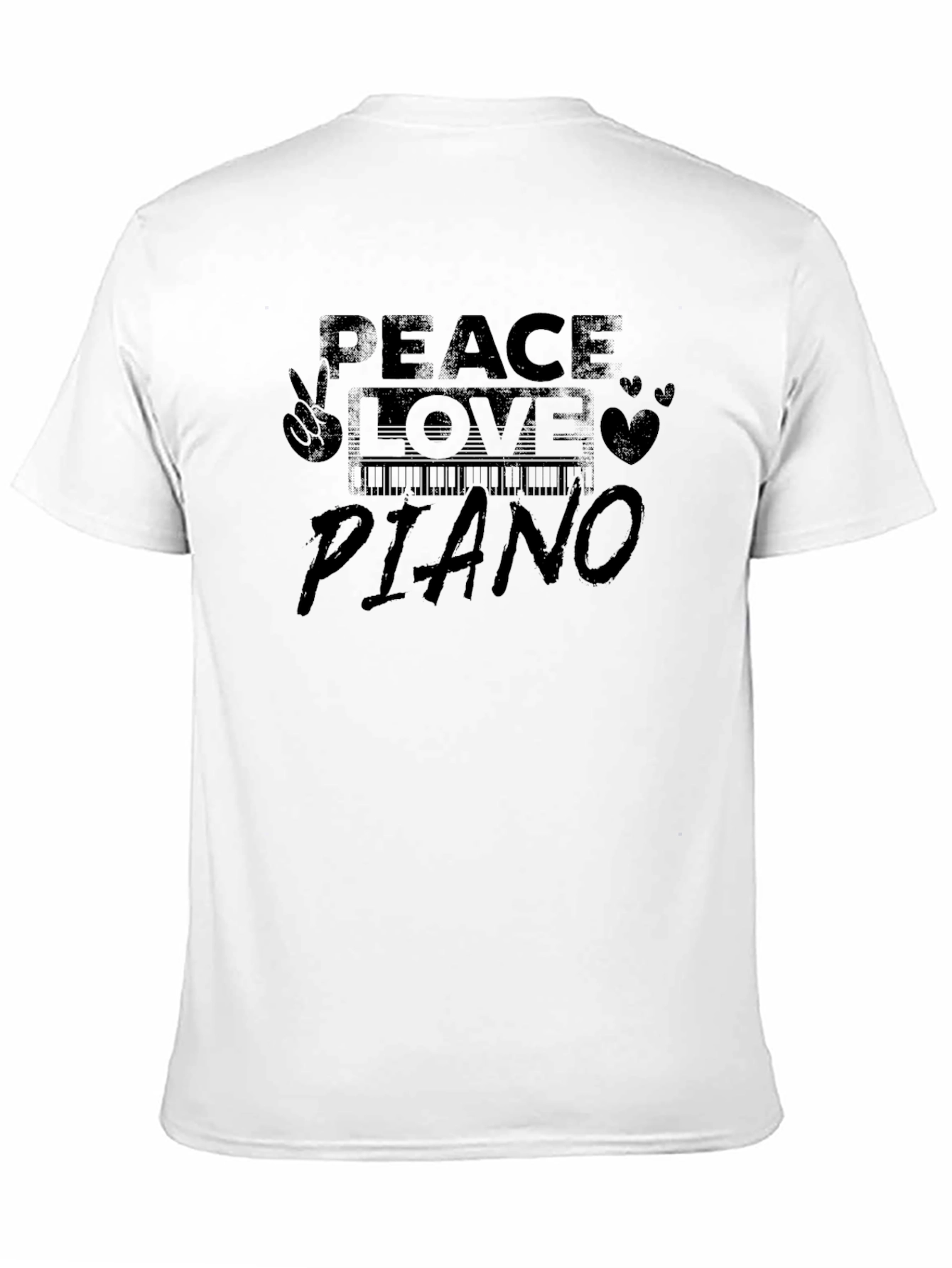 Peace Love Piano Black Graphic T-Shirt