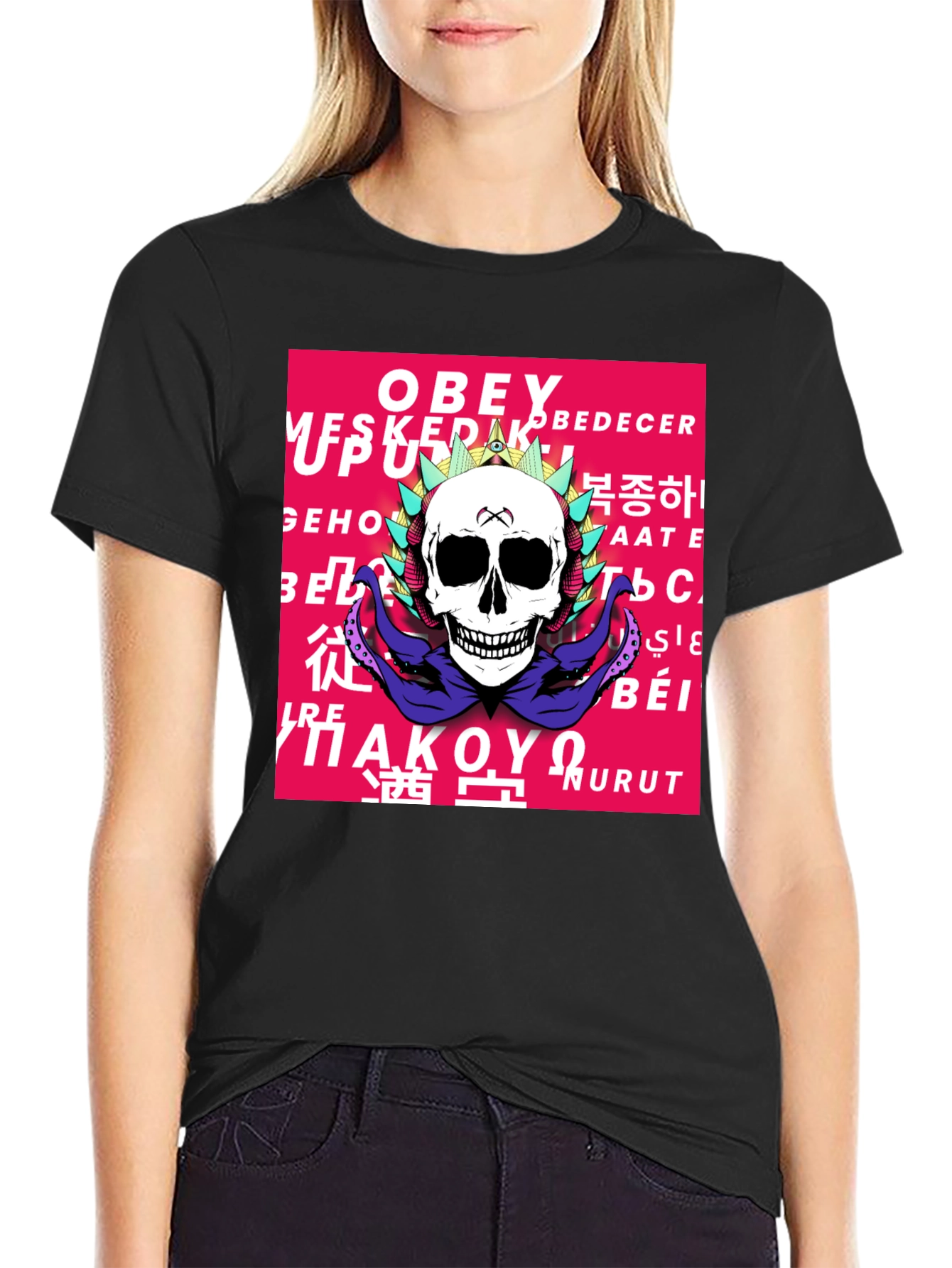 Obey Skull Graphic Print T-Shirt