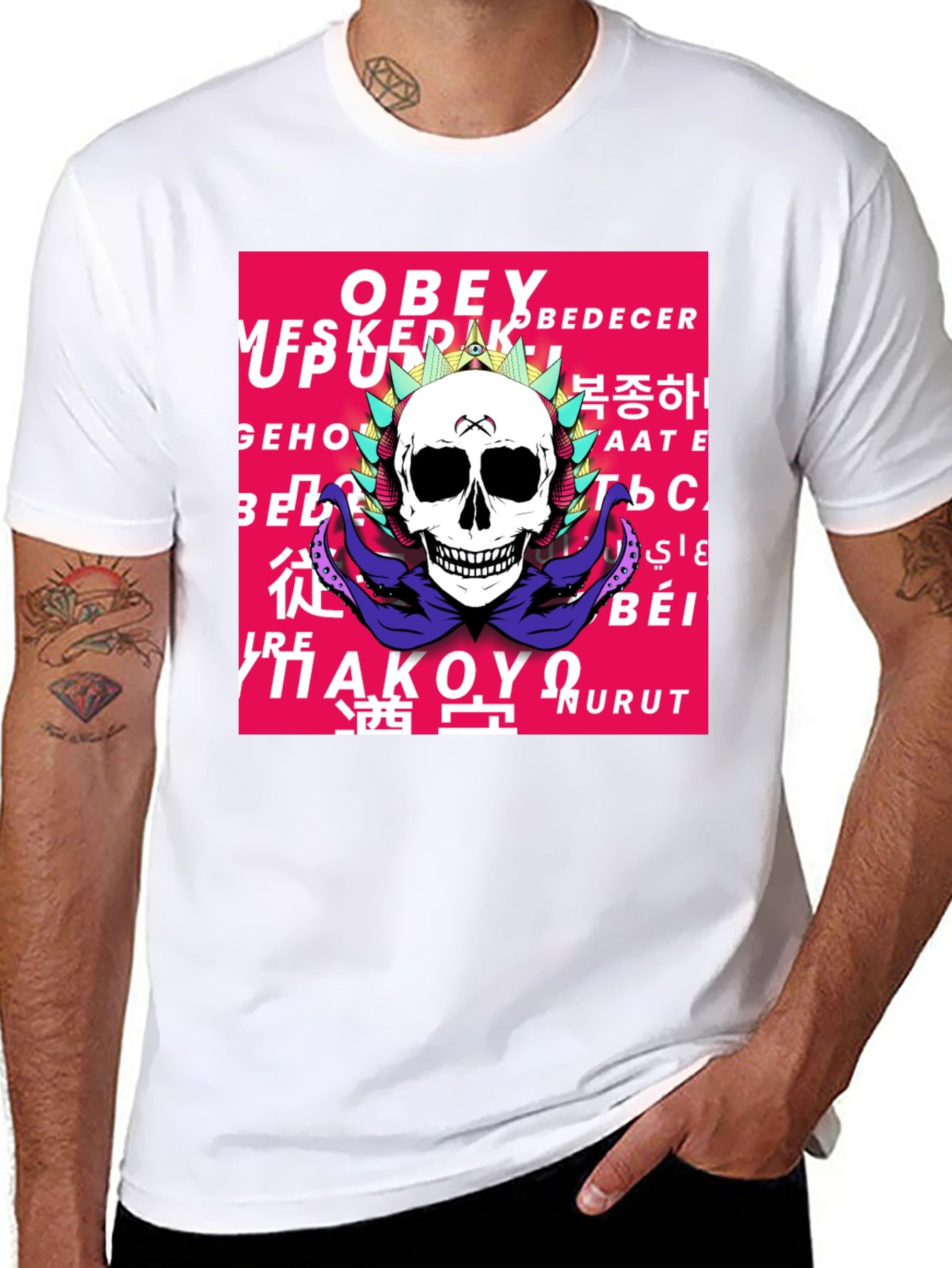 Obey Skull Graphic Print T-Shirt