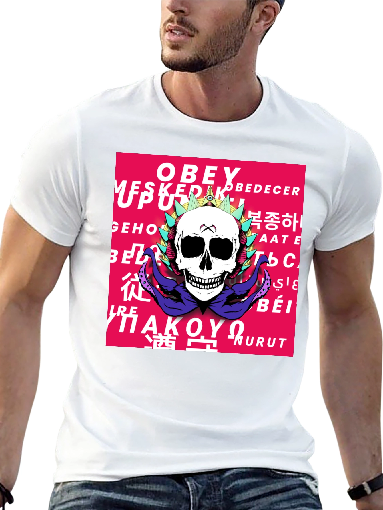 Obey Skull Graphic Print T-Shirt