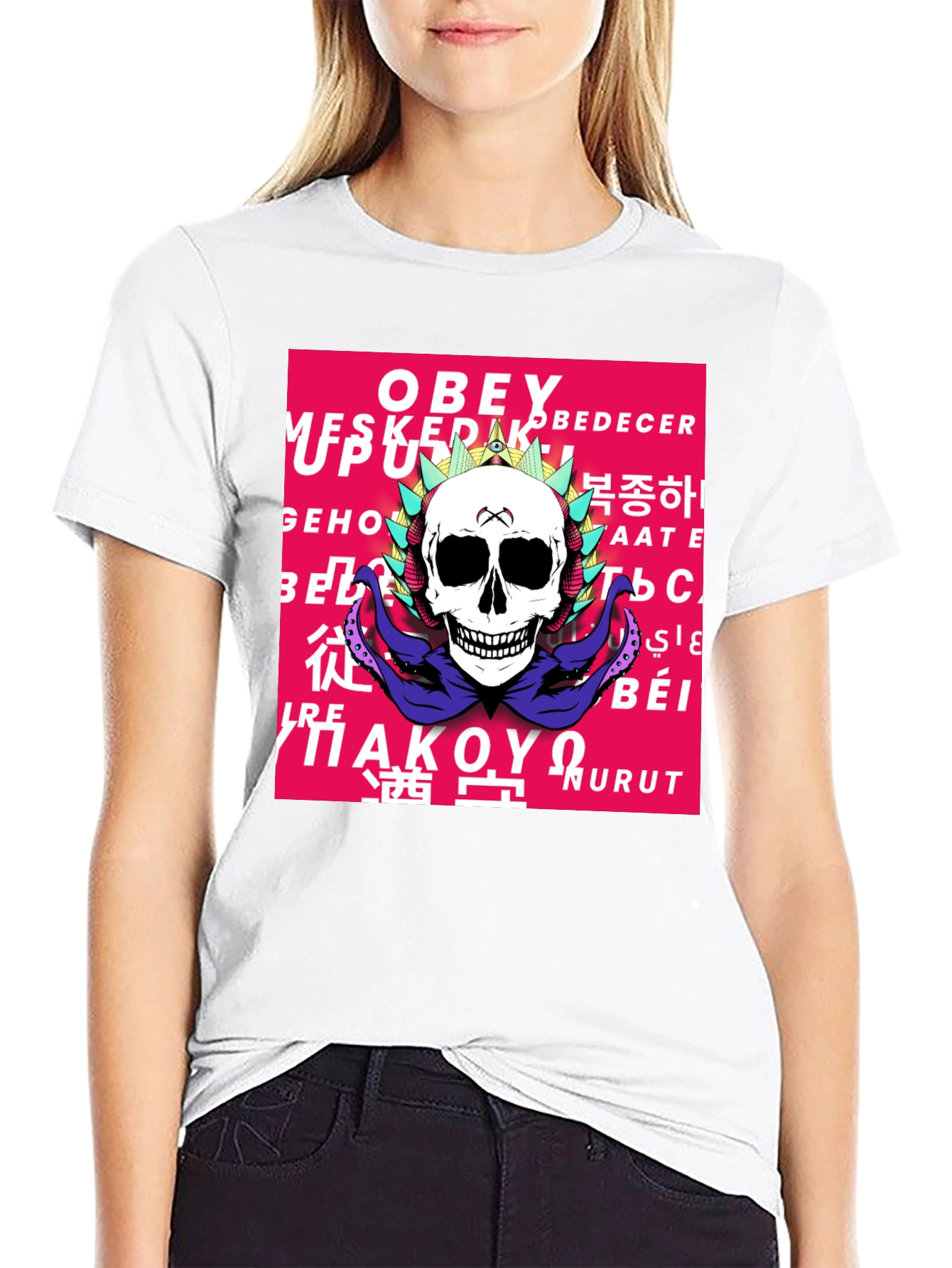 Obey Skull Graphic Print T-Shirt