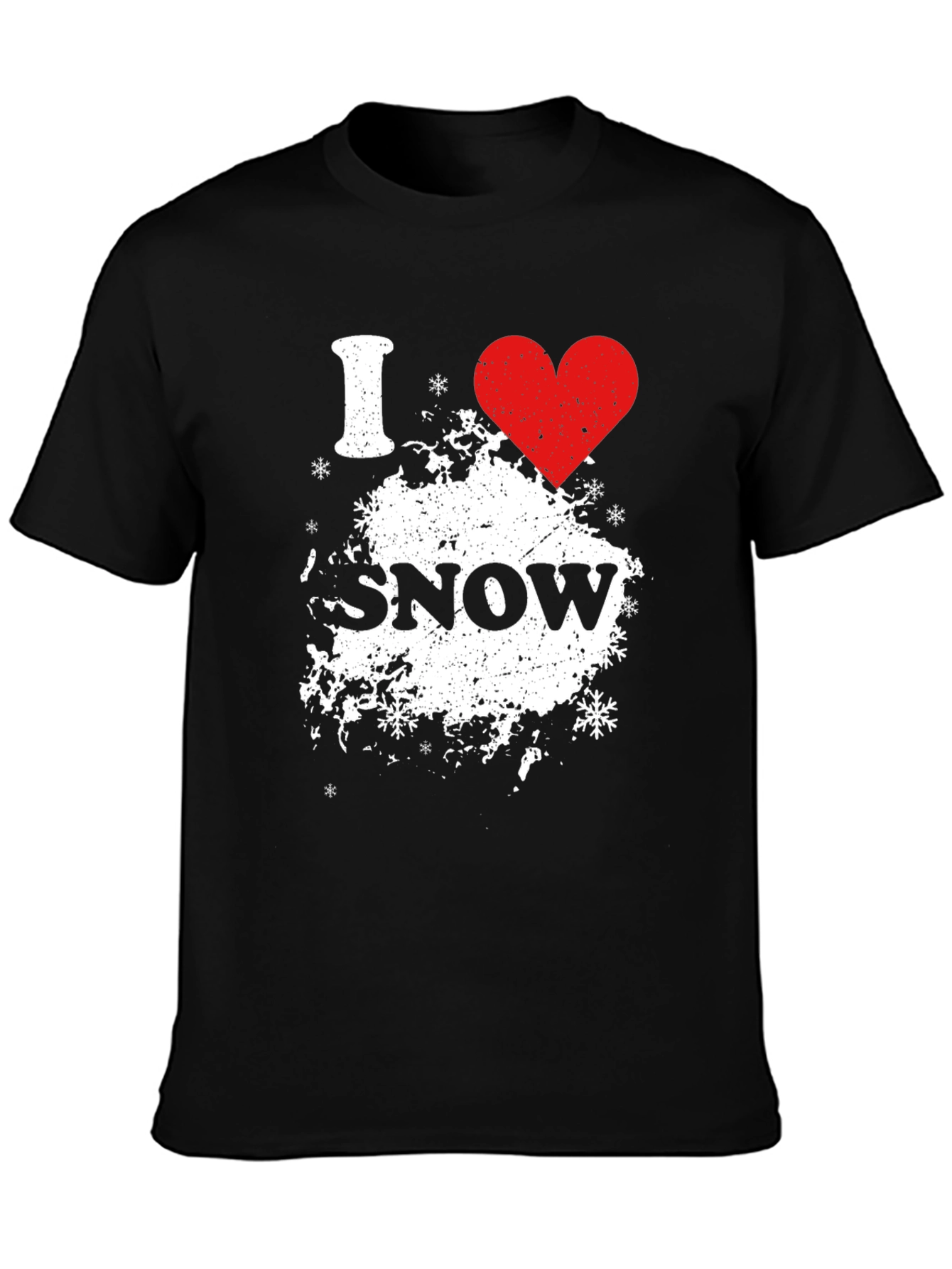 I Heart Snow Black Graphic Tee Shirt