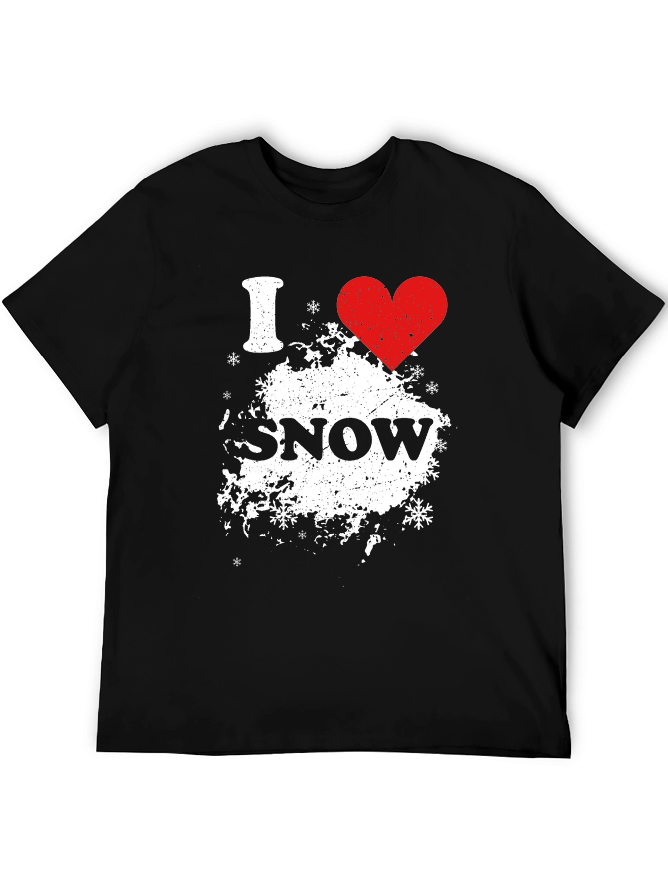 I Heart Snow Black Graphic Tee Shirt