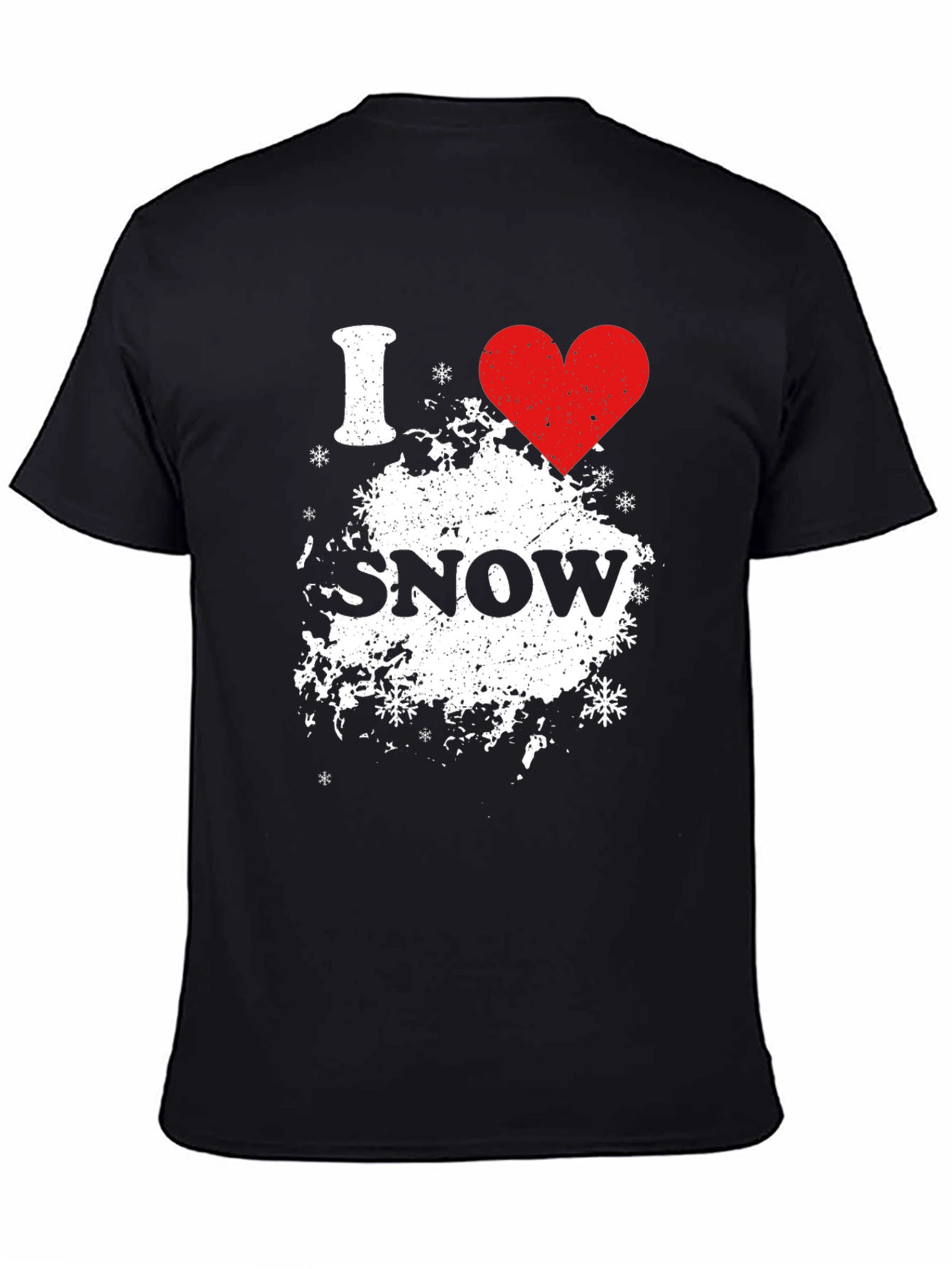 I Heart Snow Black Graphic Tee Shirt