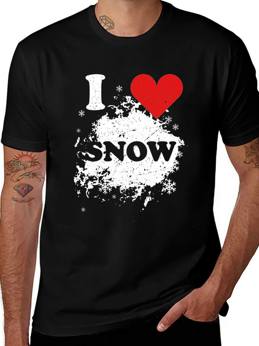 I Heart Snow Black Graphic Tee Shirt