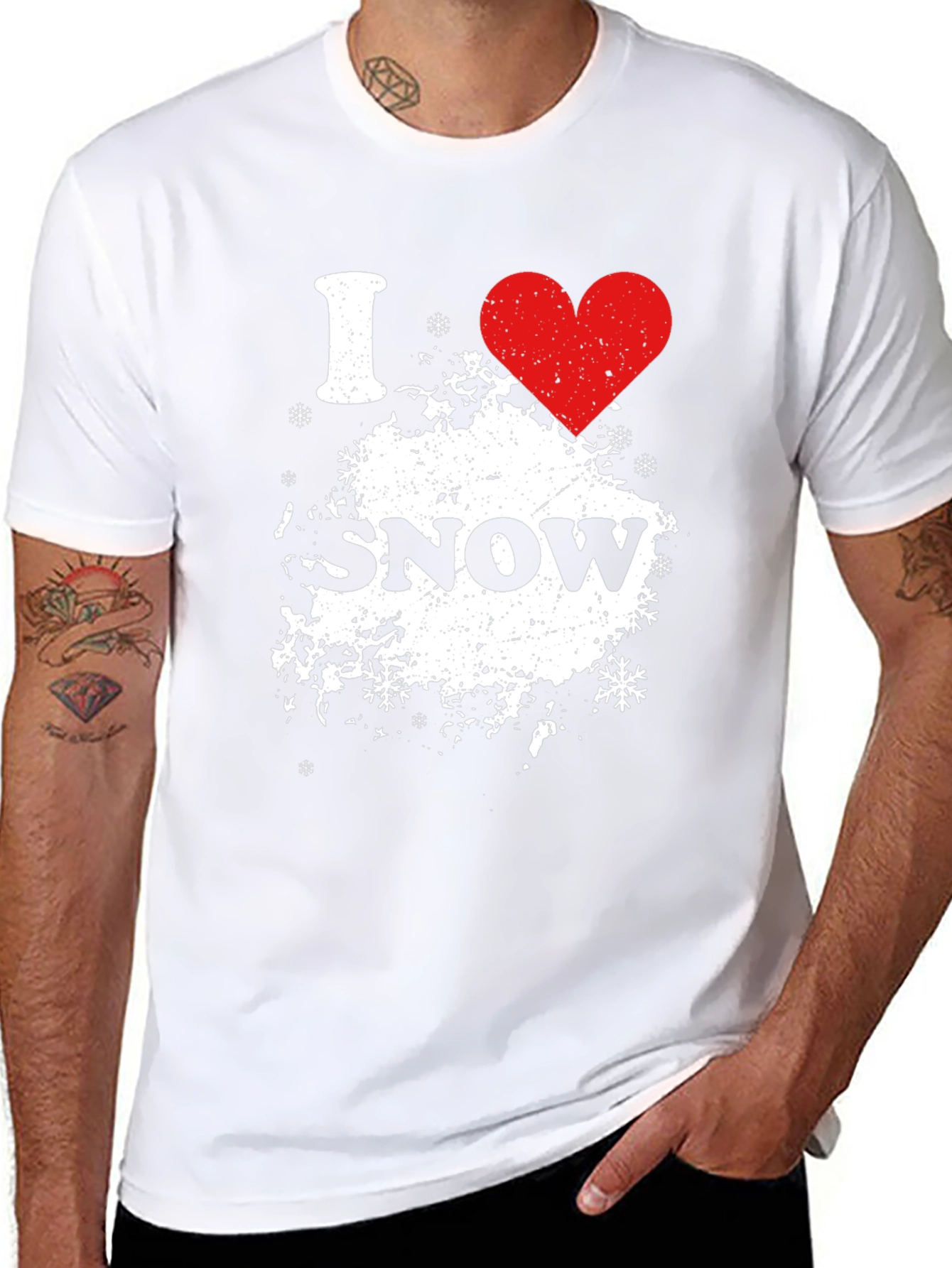I Heart Snow Black Graphic Tee Shirt