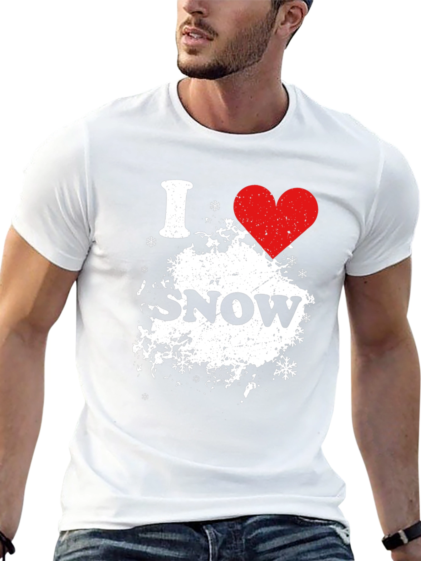 I Heart Snow Black Graphic Tee Shirt