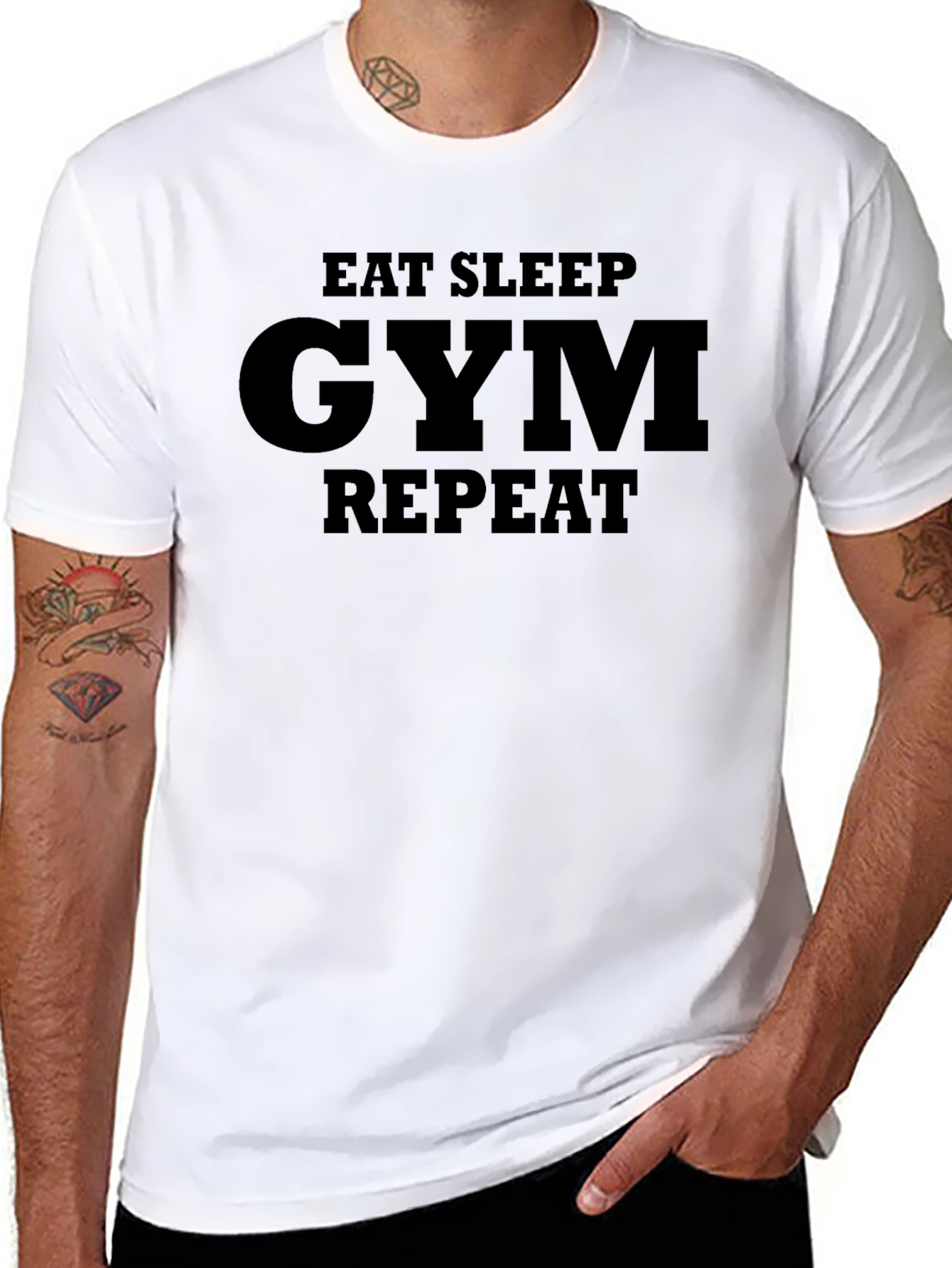 Eat Sleep Gym Repeat Black Graphic T-Shirt