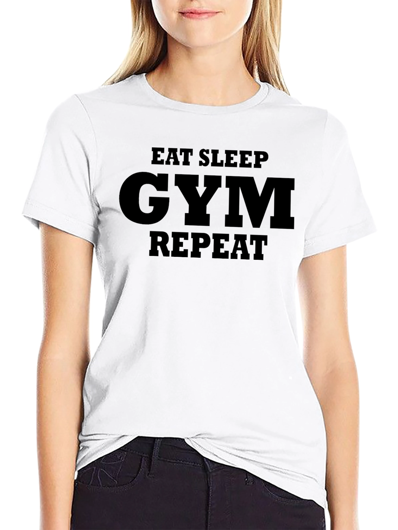 Eat Sleep Gym Repeat Black Graphic T-Shirt
