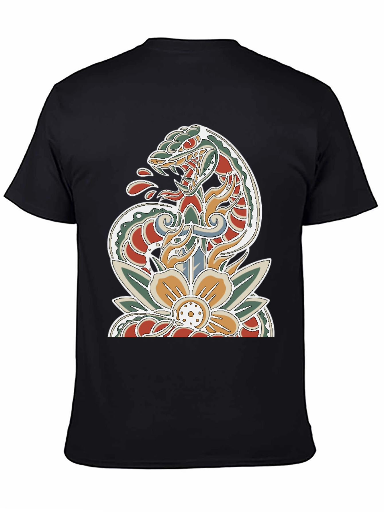 Snake Dagger Tattoo Style Graphic Tee