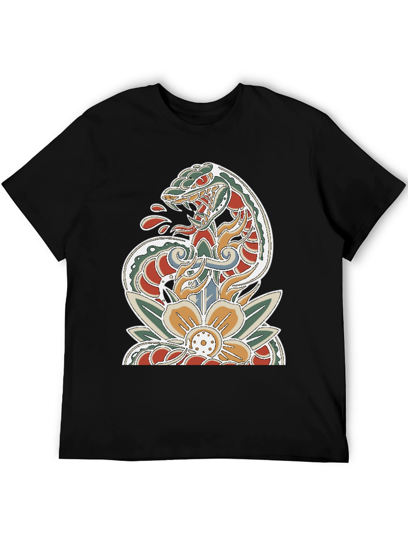 Snake Dagger Tattoo Style Graphic Tee