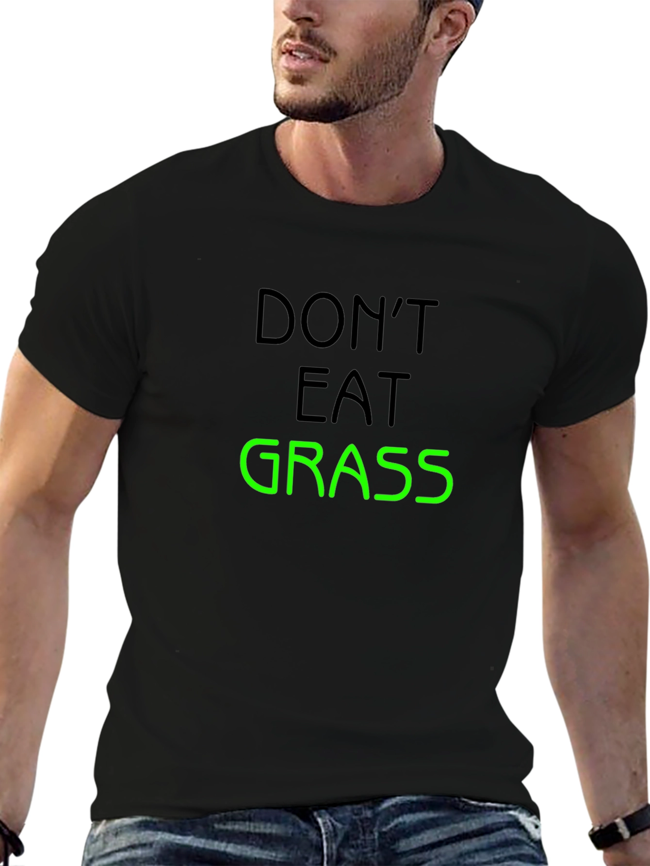 Dont Eat Grass Graphic T-Shirt - Black