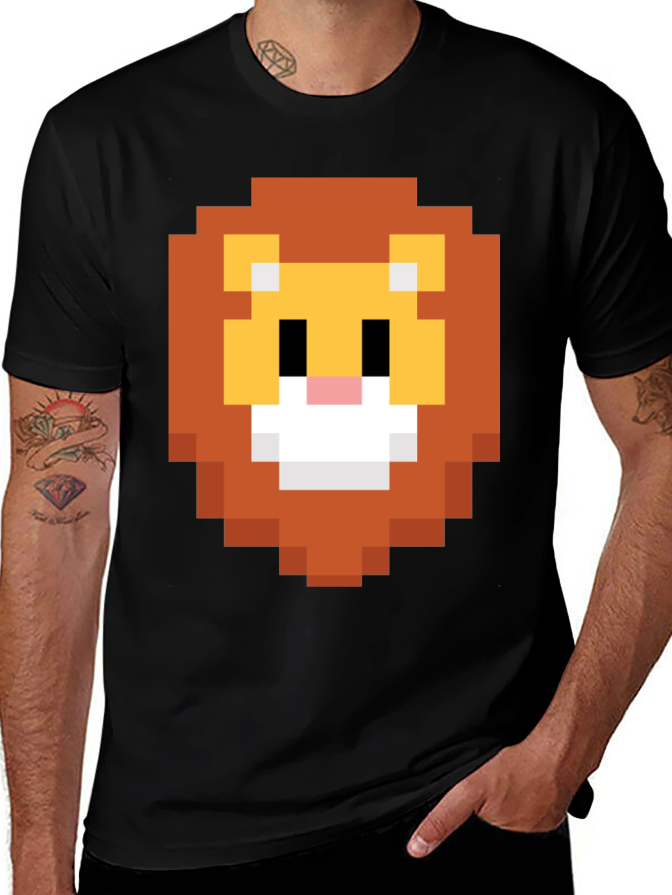 Pixel Lion Graphic Tee - Retro Style