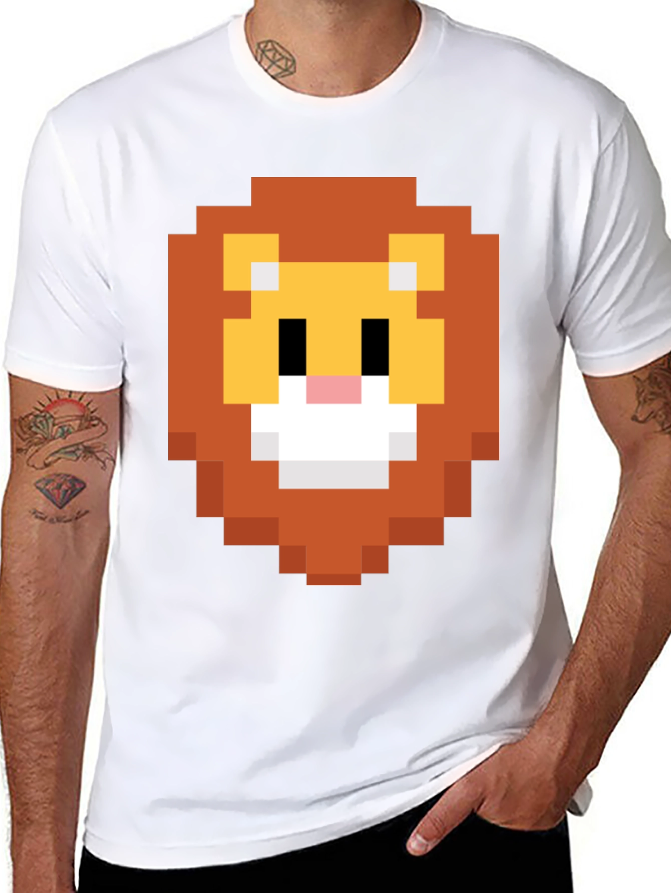 Pixel Lion Graphic Tee - Retro Style