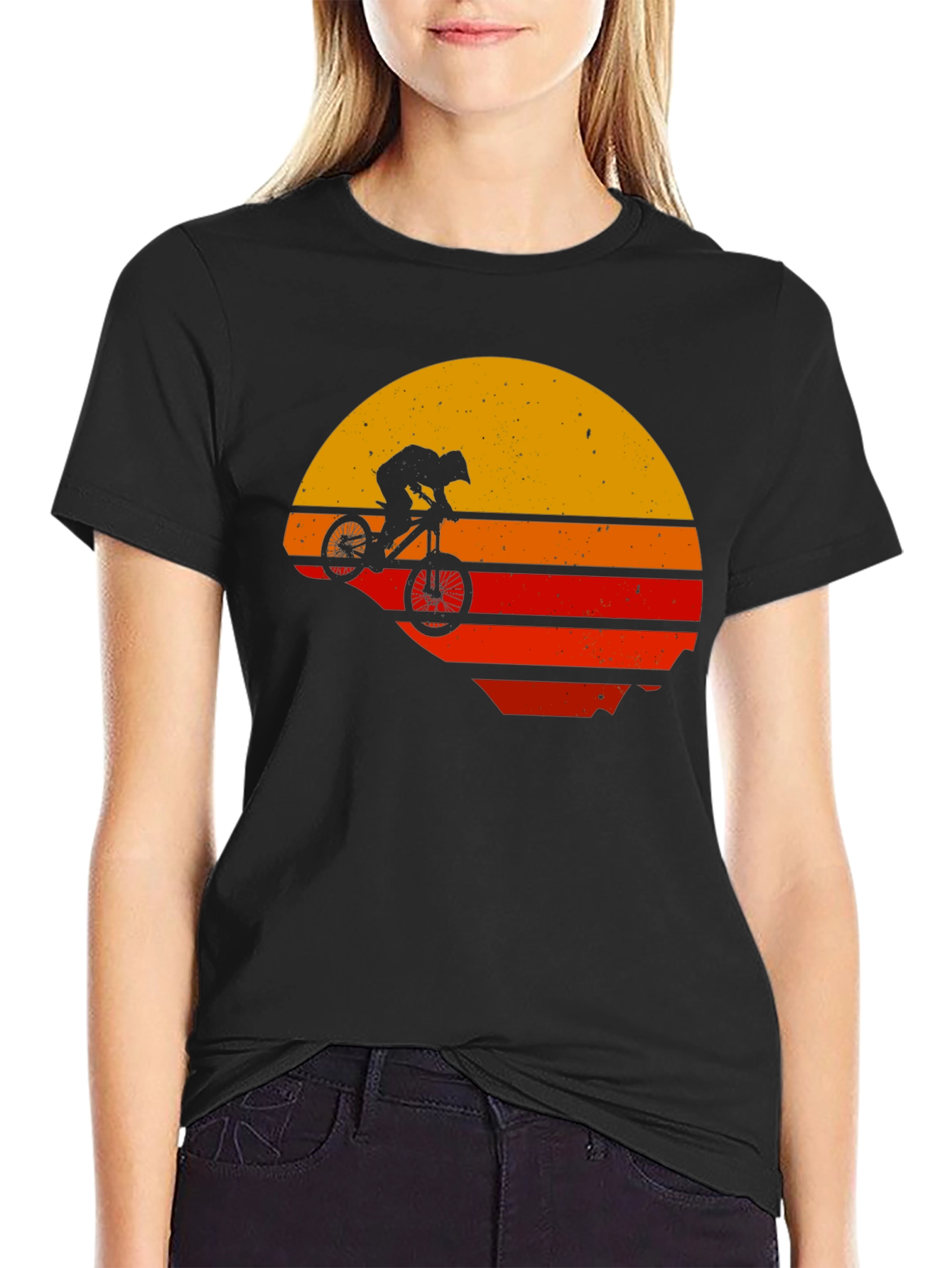 Retro Mountain Bike Sunset Graphic Tee