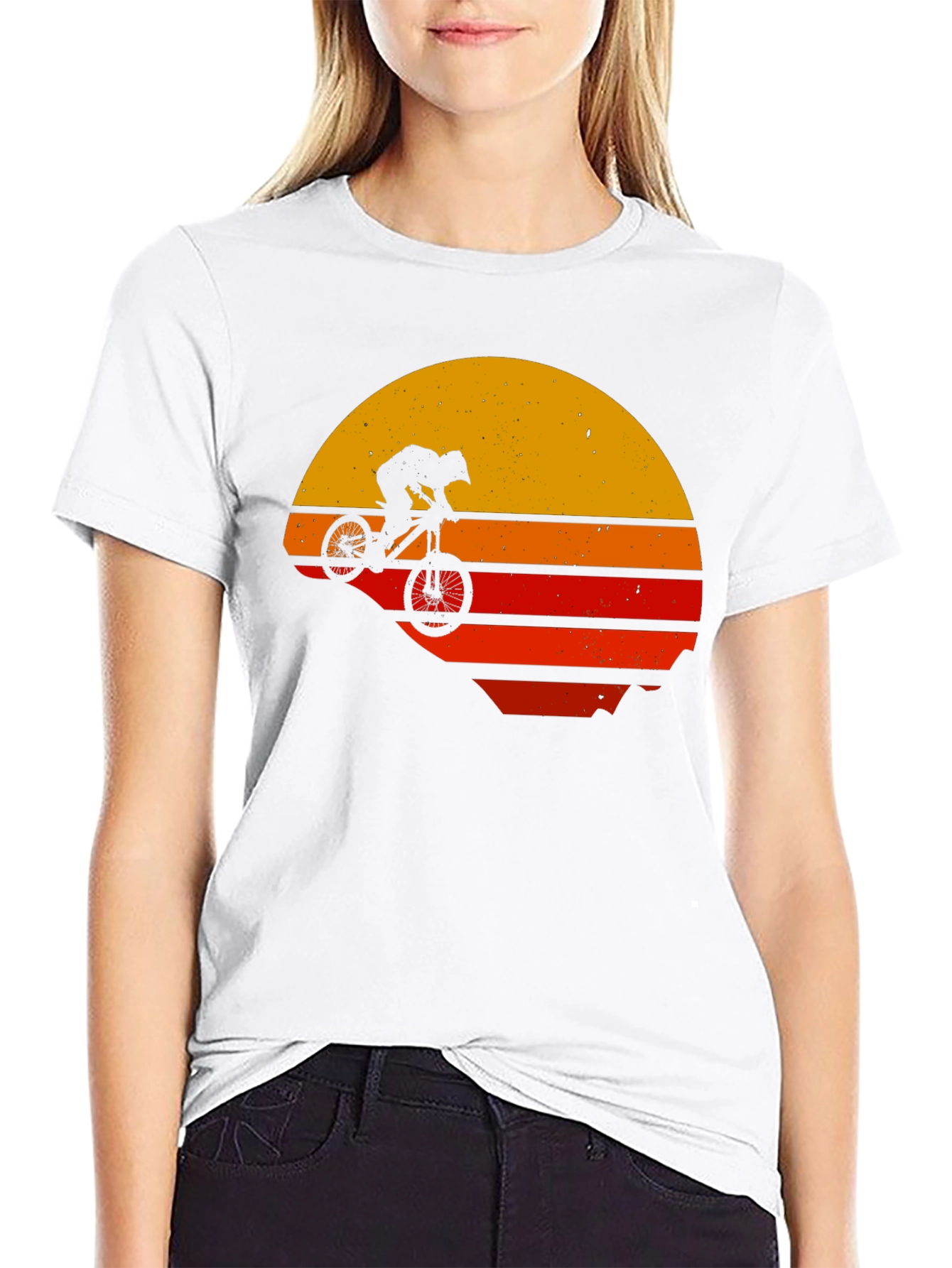 Retro Mountain Bike Sunset Graphic Tee