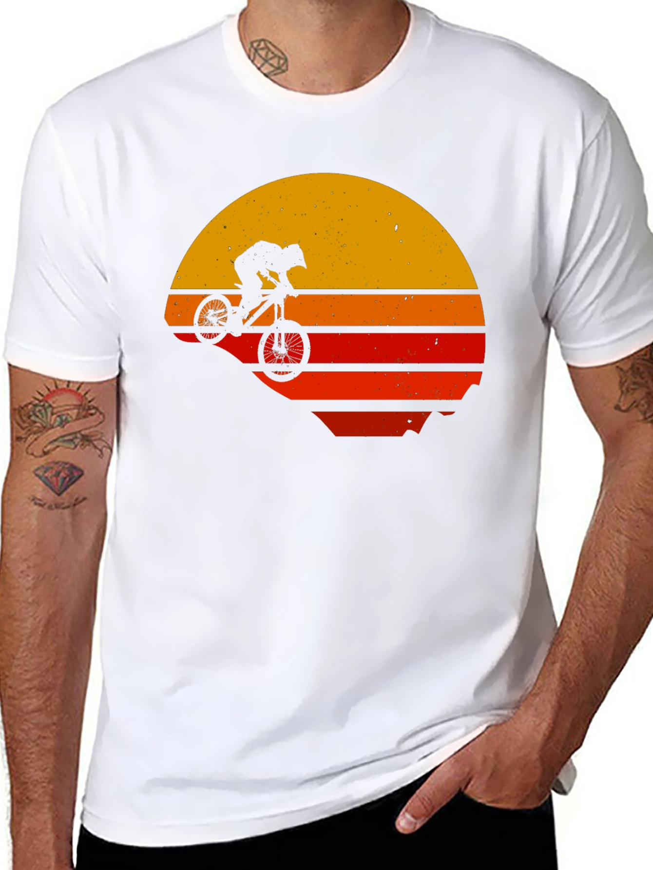 Retro Mountain Bike Sunset Graphic Tee