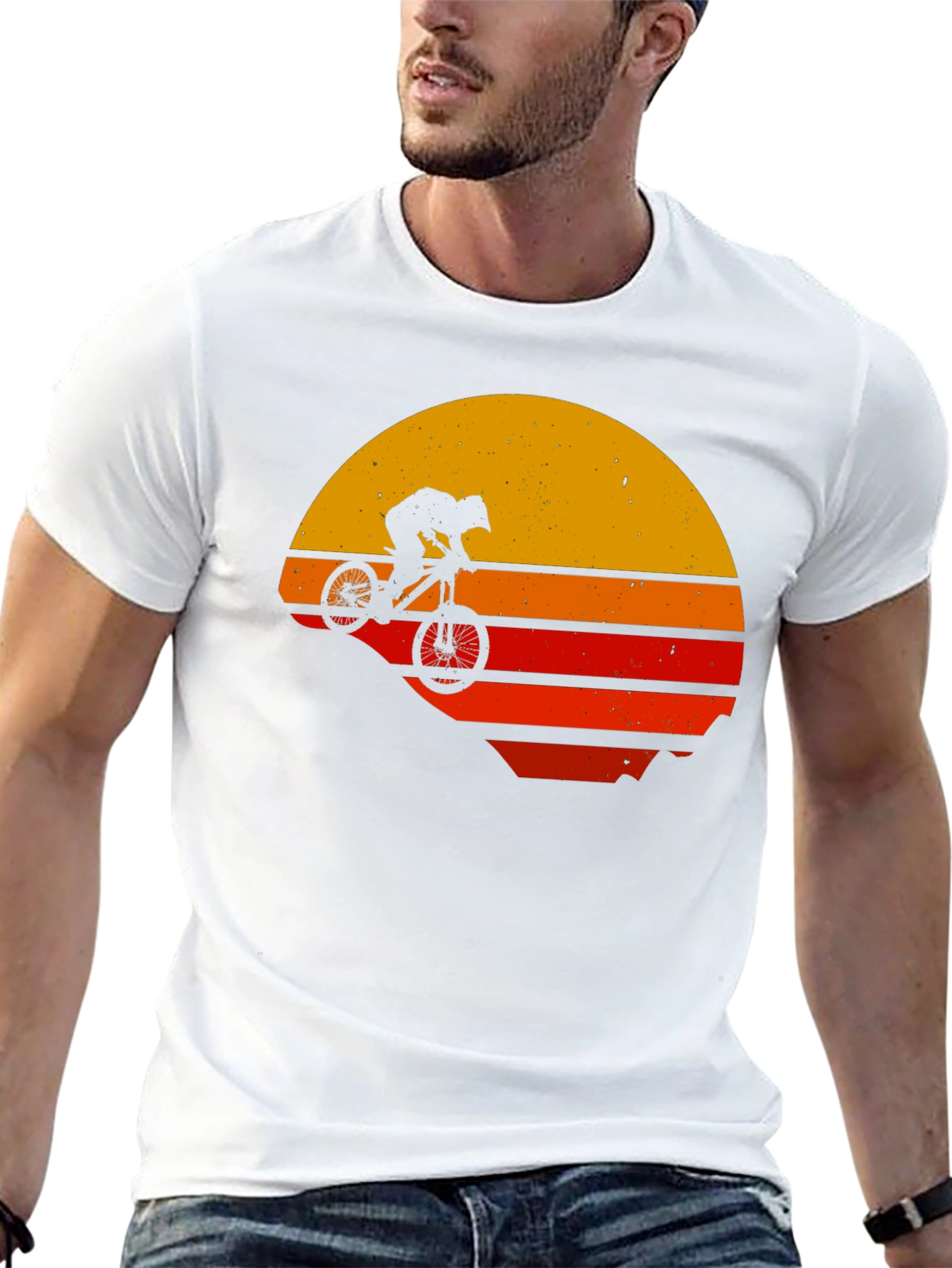 Retro Mountain Bike Sunset Graphic Tee