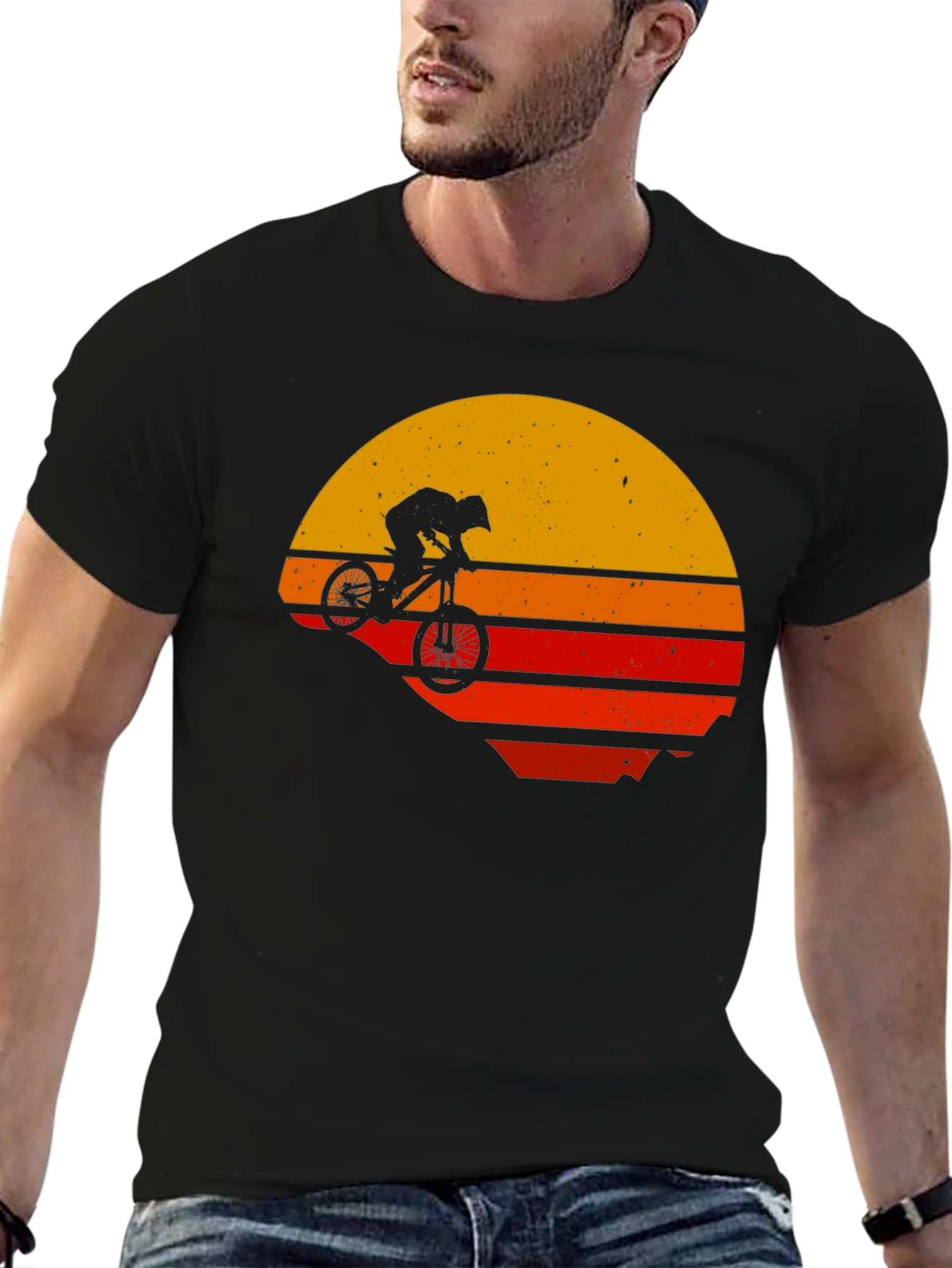 Retro Mountain Bike Sunset Graphic Tee