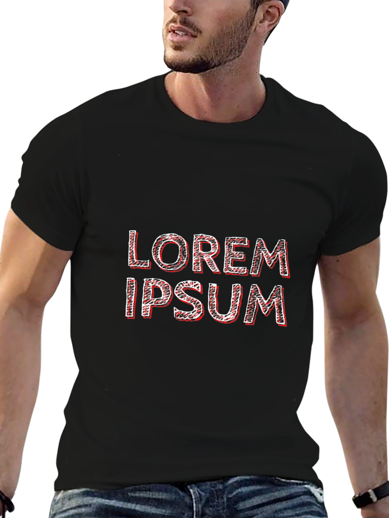 Mens Black T-Shirt - Lorem Ipsum Design