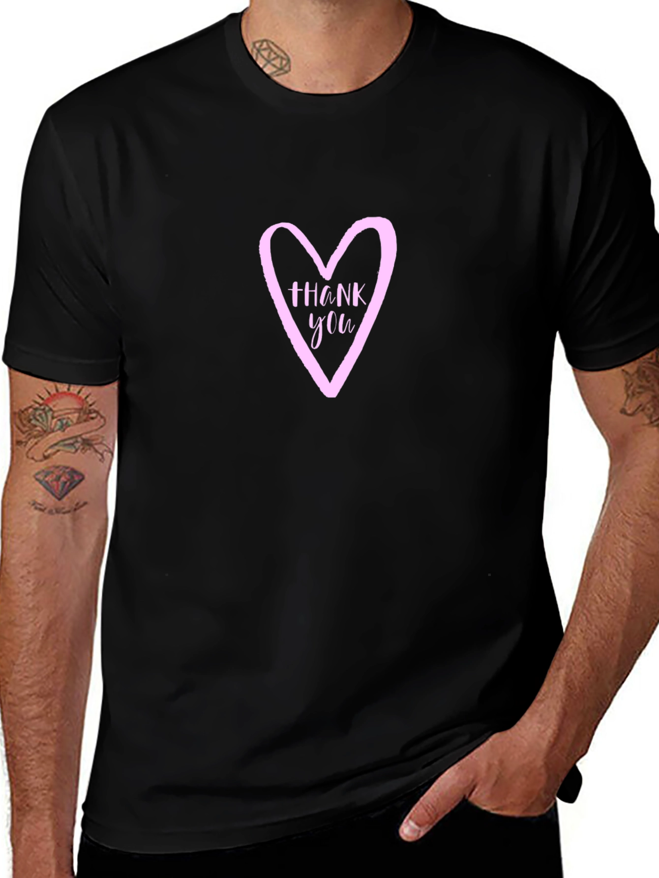 Thank You Heart Graphic Black T-Shirt