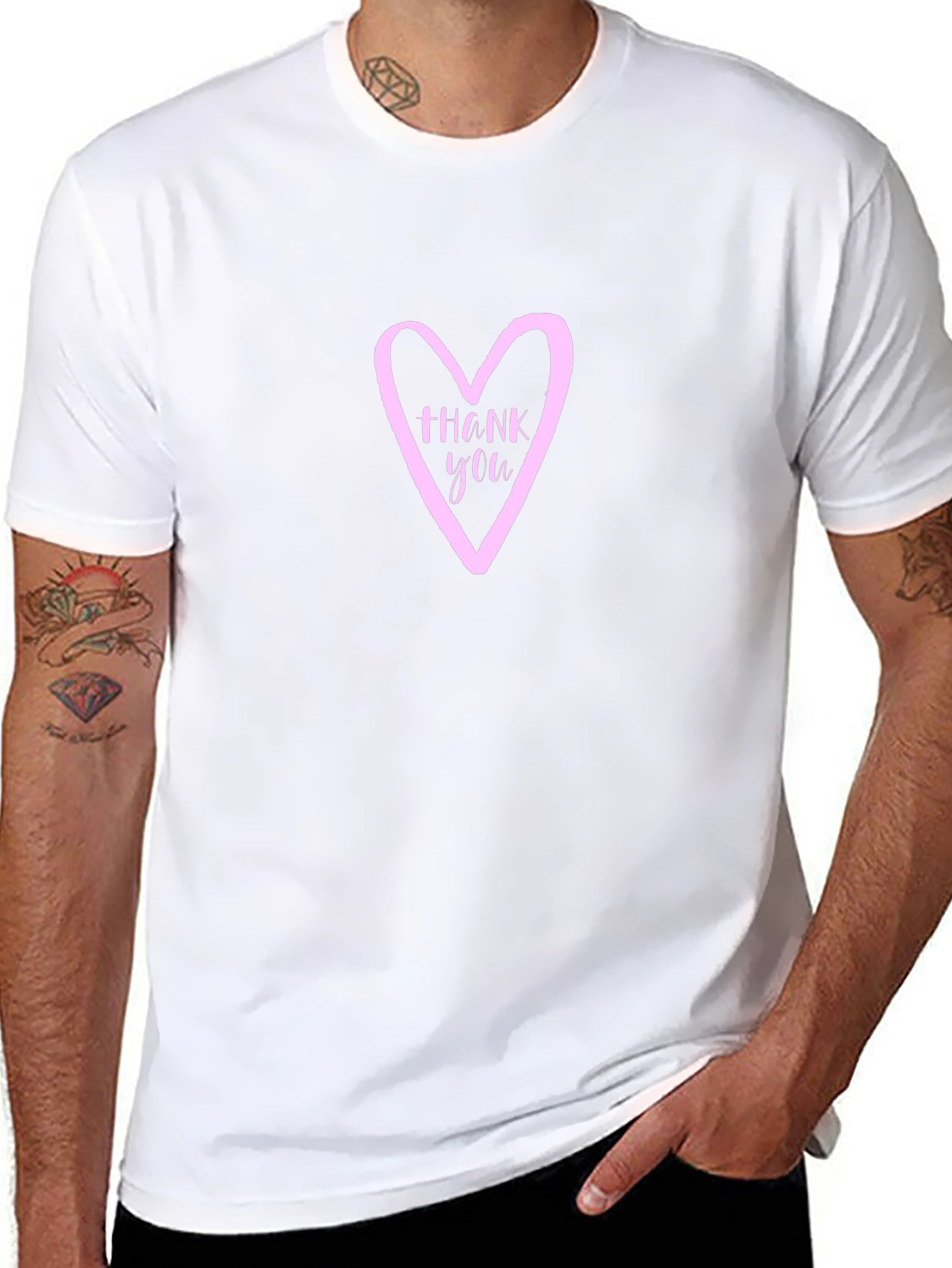 Thank You Heart Graphic Black T-Shirt