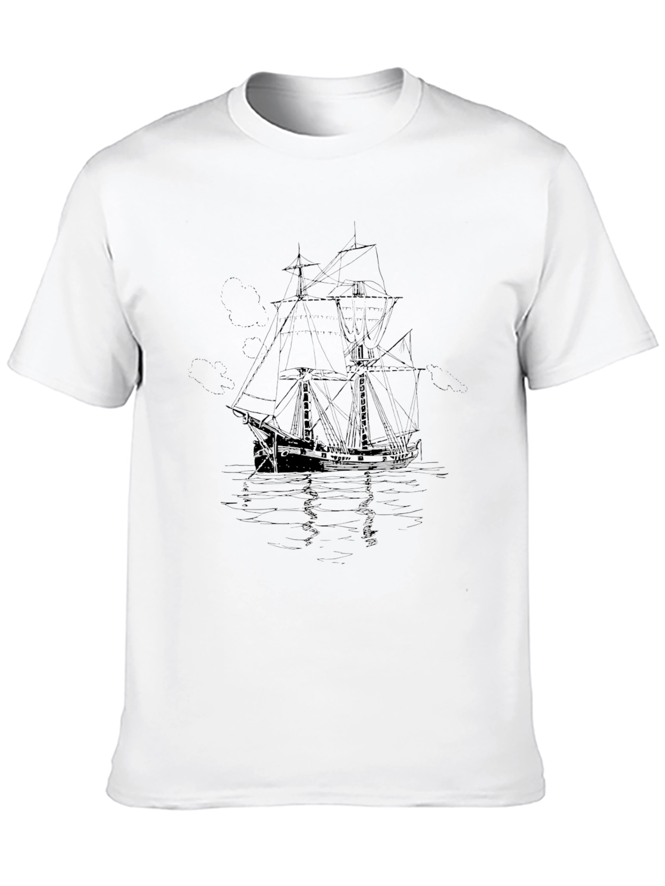 Nautical Black T-Shirt - Sailing Ship Graphic Tee