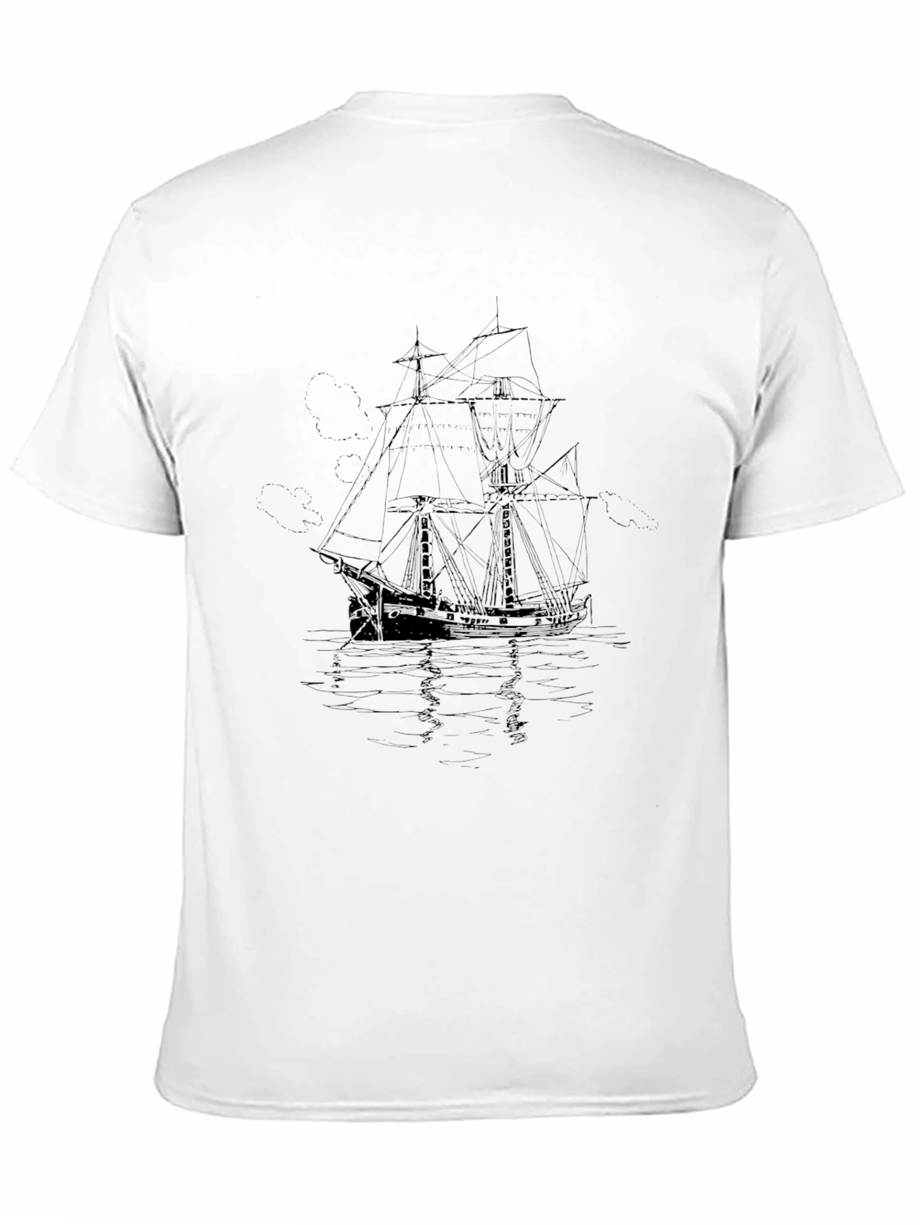 Nautical Black T-Shirt - Sailing Ship Graphic Tee