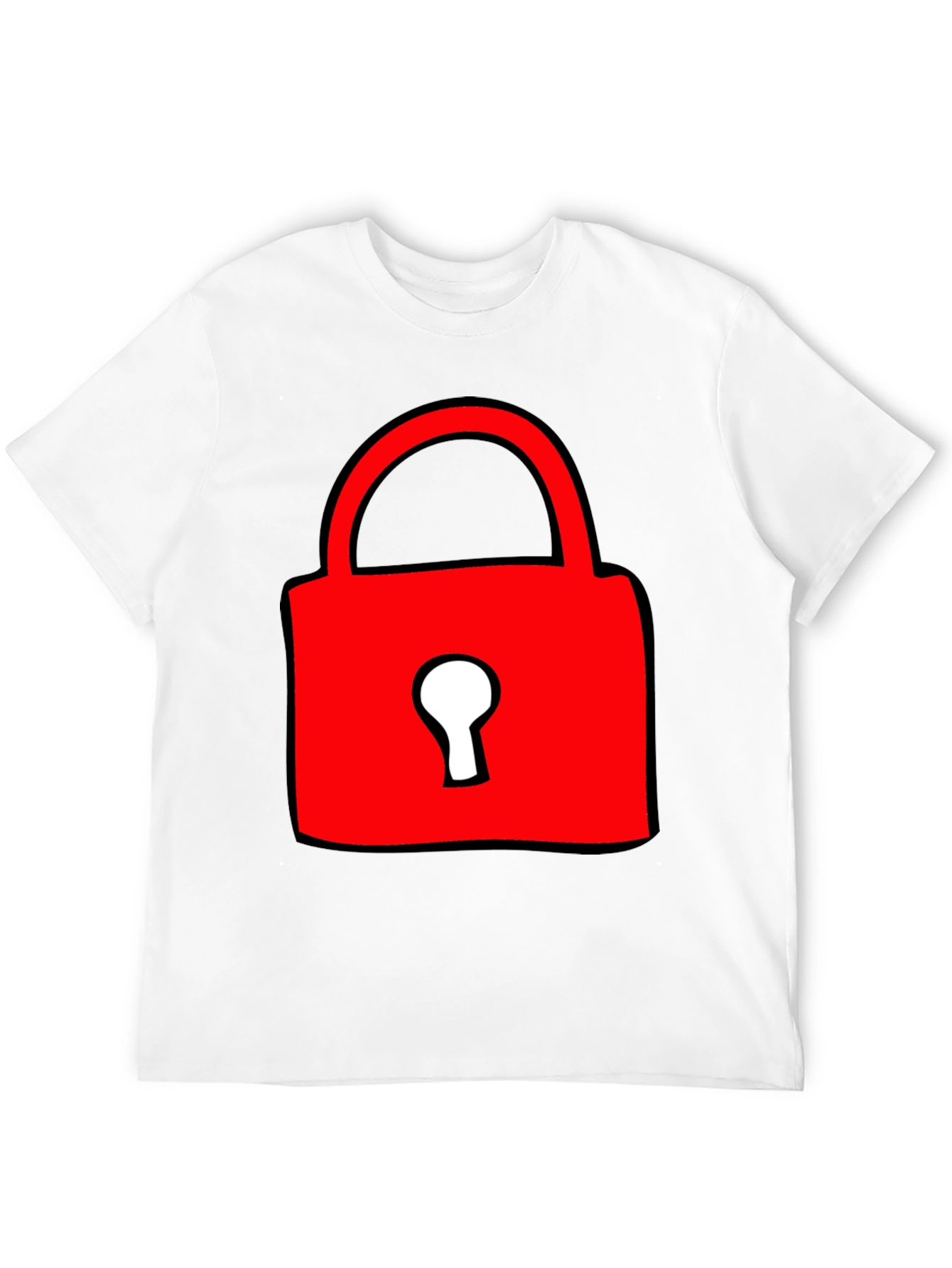 Red Lock Graphic T-Shirt - Casual Cotton Tee