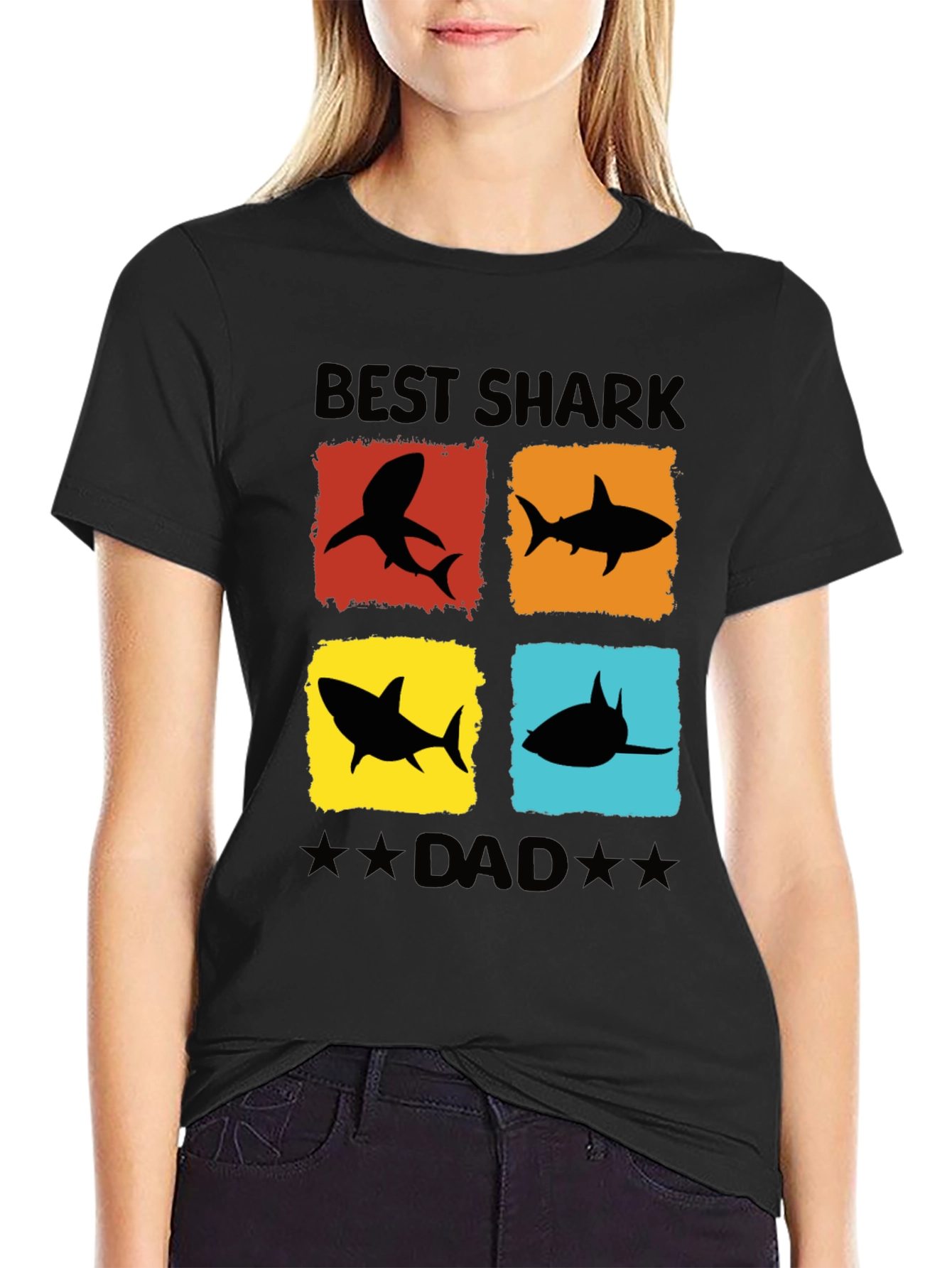 Best Shark Dad T-Shirt Novelty Fathers Day Tee