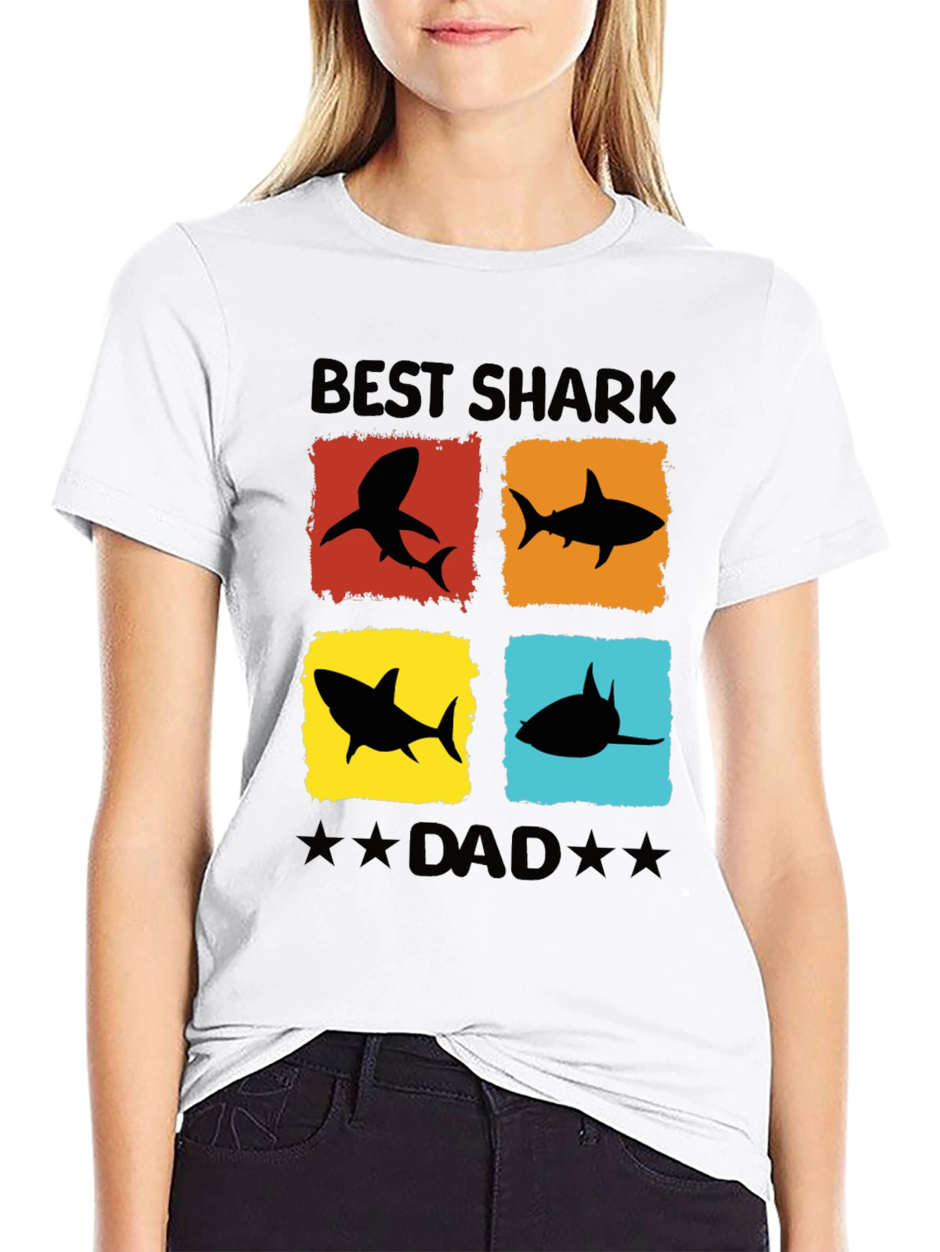 Best Shark Dad T-Shirt Novelty Fathers Day Tee