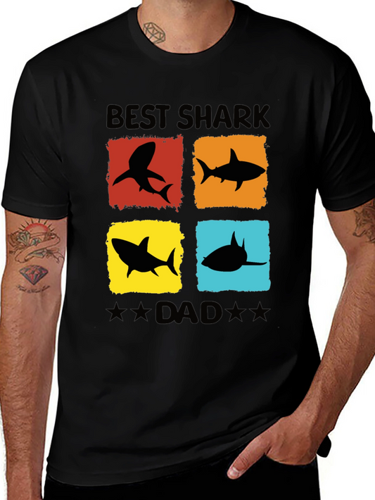 Best Shark Dad T-Shirt Novelty Fathers Day Tee
