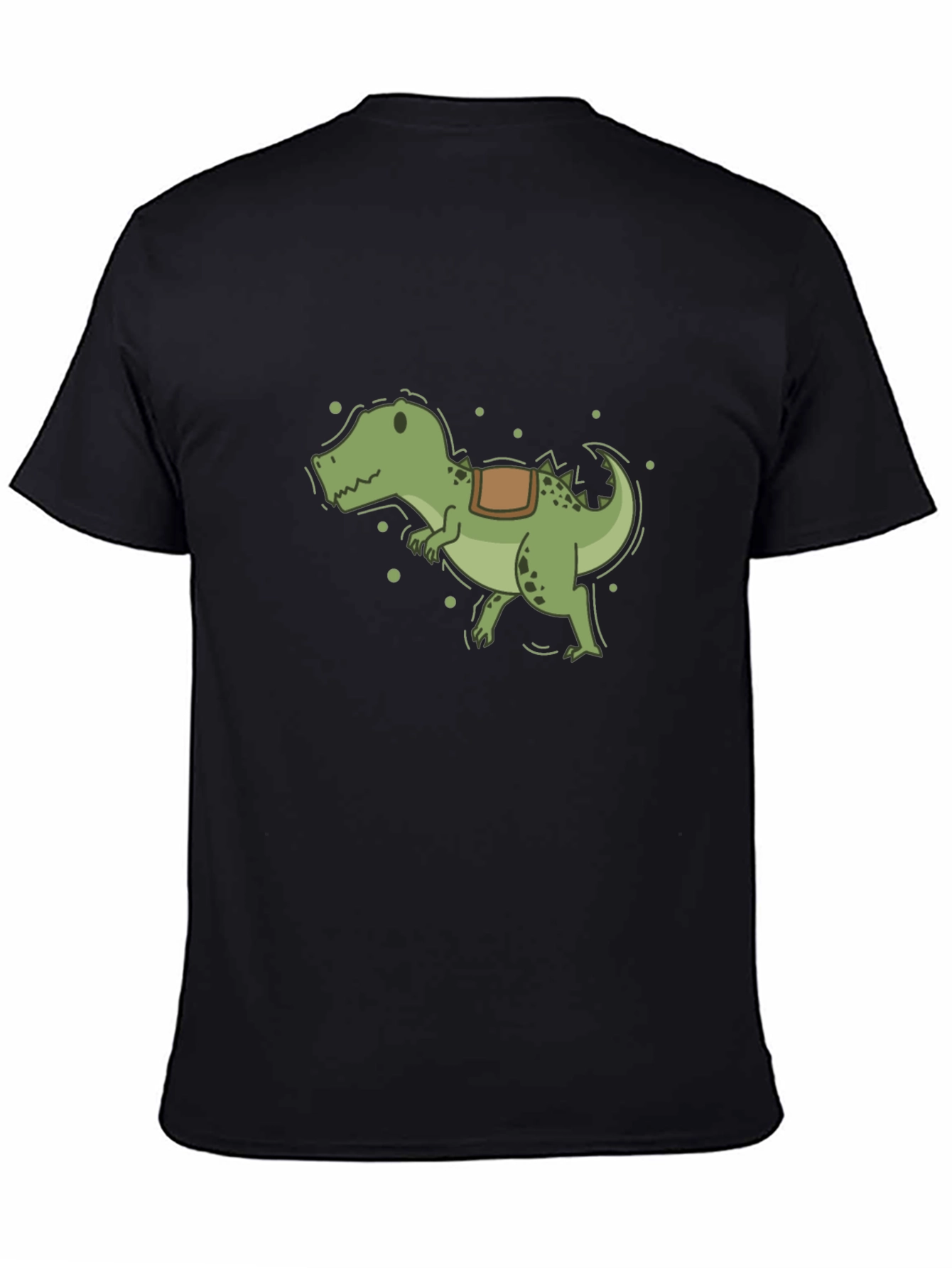 Cartoon Dinosaur T-Shirt - Black Cotton Tee