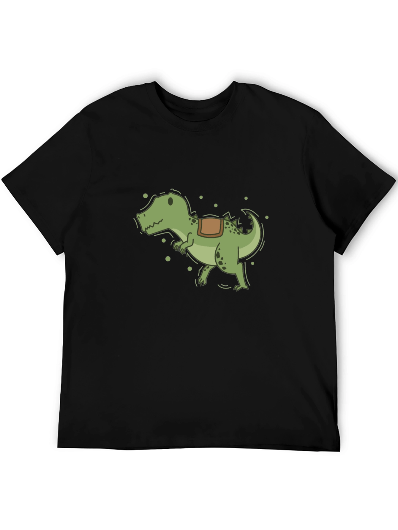 Cartoon Dinosaur T-Shirt - Black Cotton Tee
