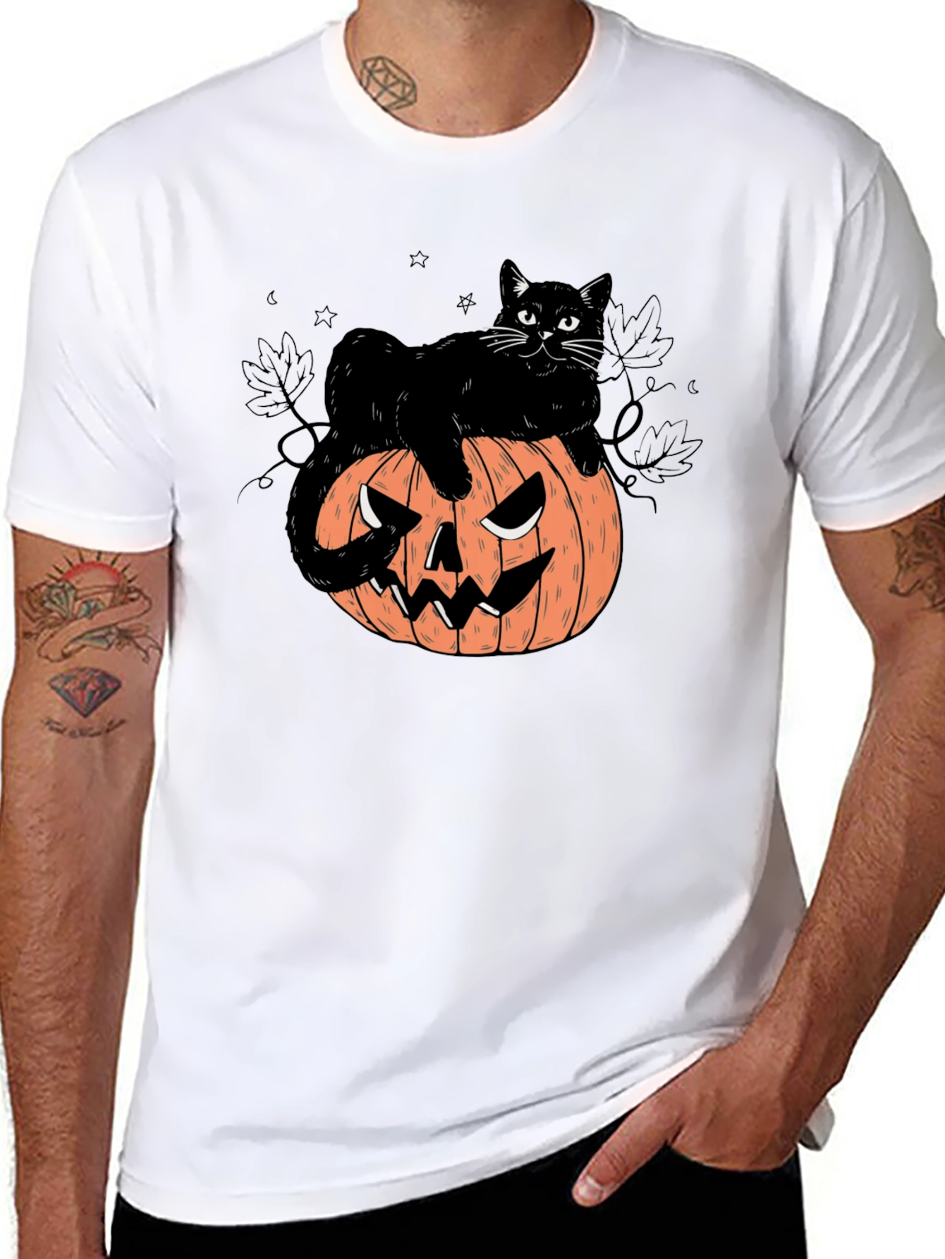 Halloween Cat on Pumpkin Graphic Tee