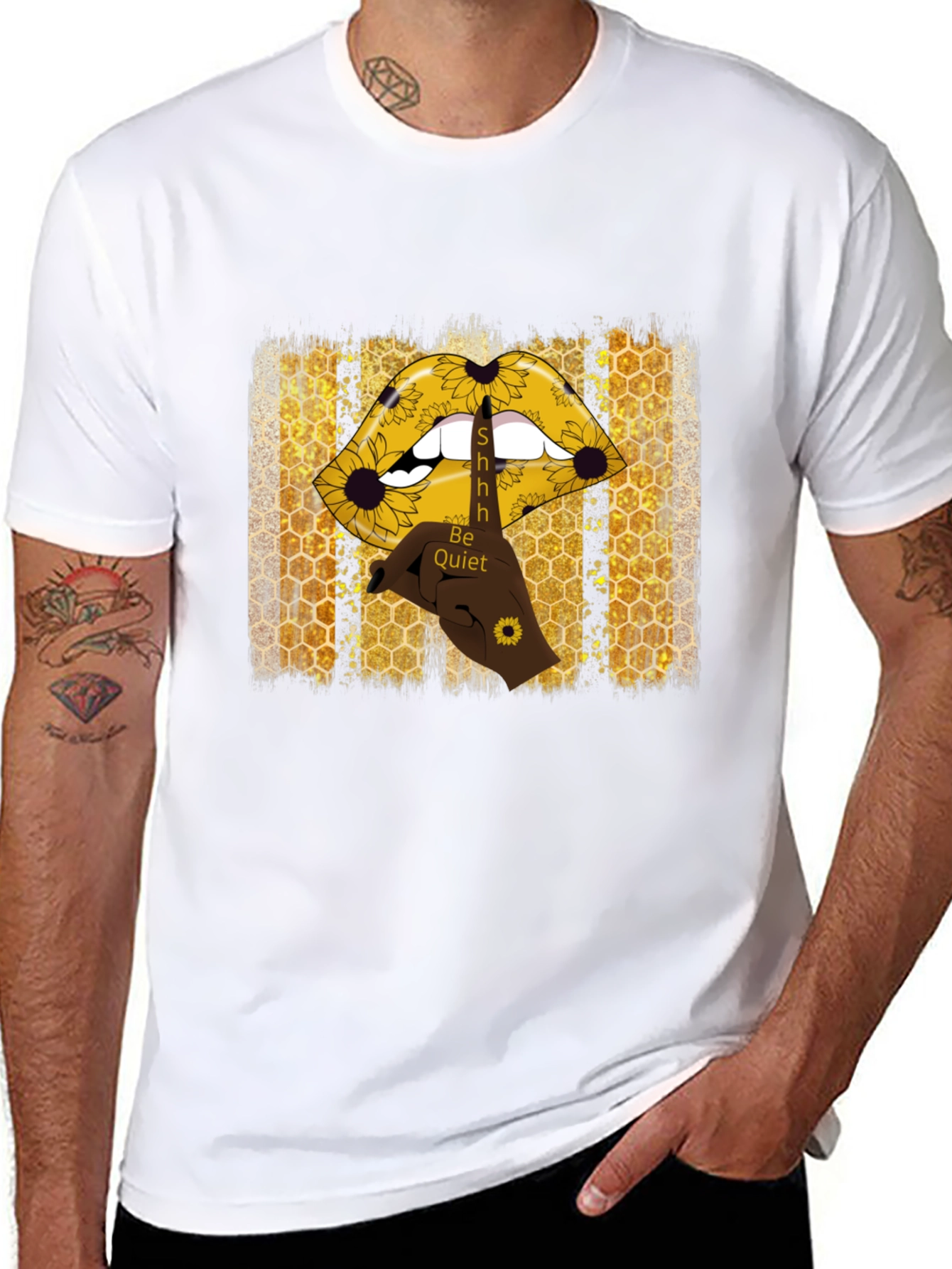 Shhh Be Quiet Sunflower Lips Graphic Tee